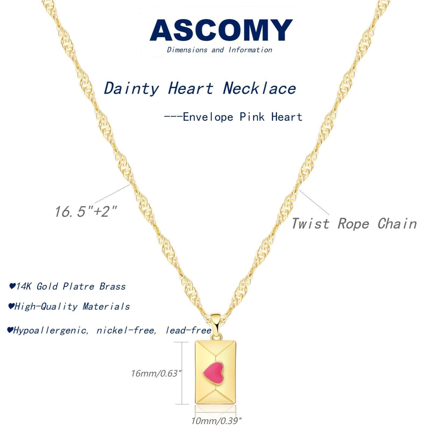 ASCOMY Dainty Gold Necklace for Women 14K Gold Plated Necklaces for Her Delicate Love Heart Necklace Heart Pendant Necklace Cute Necklaces Festival Jewelry Gift for Women