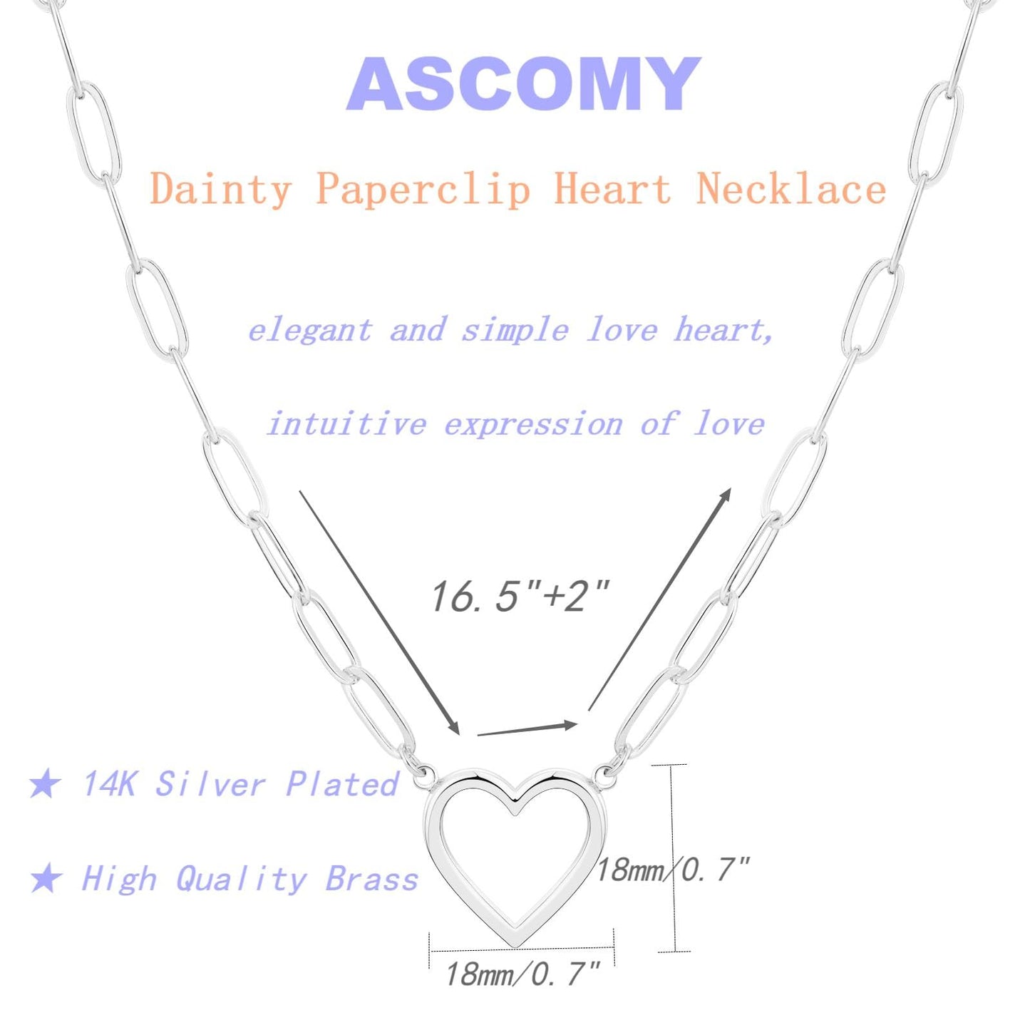 ASCOMY Dainty Gold Necklace for Women 14K Gold Plated Necklaces for Her Delicate Love Heart Necklace Heart Pendant Necklace Cute Necklaces Festival Jewelry Gift for Women