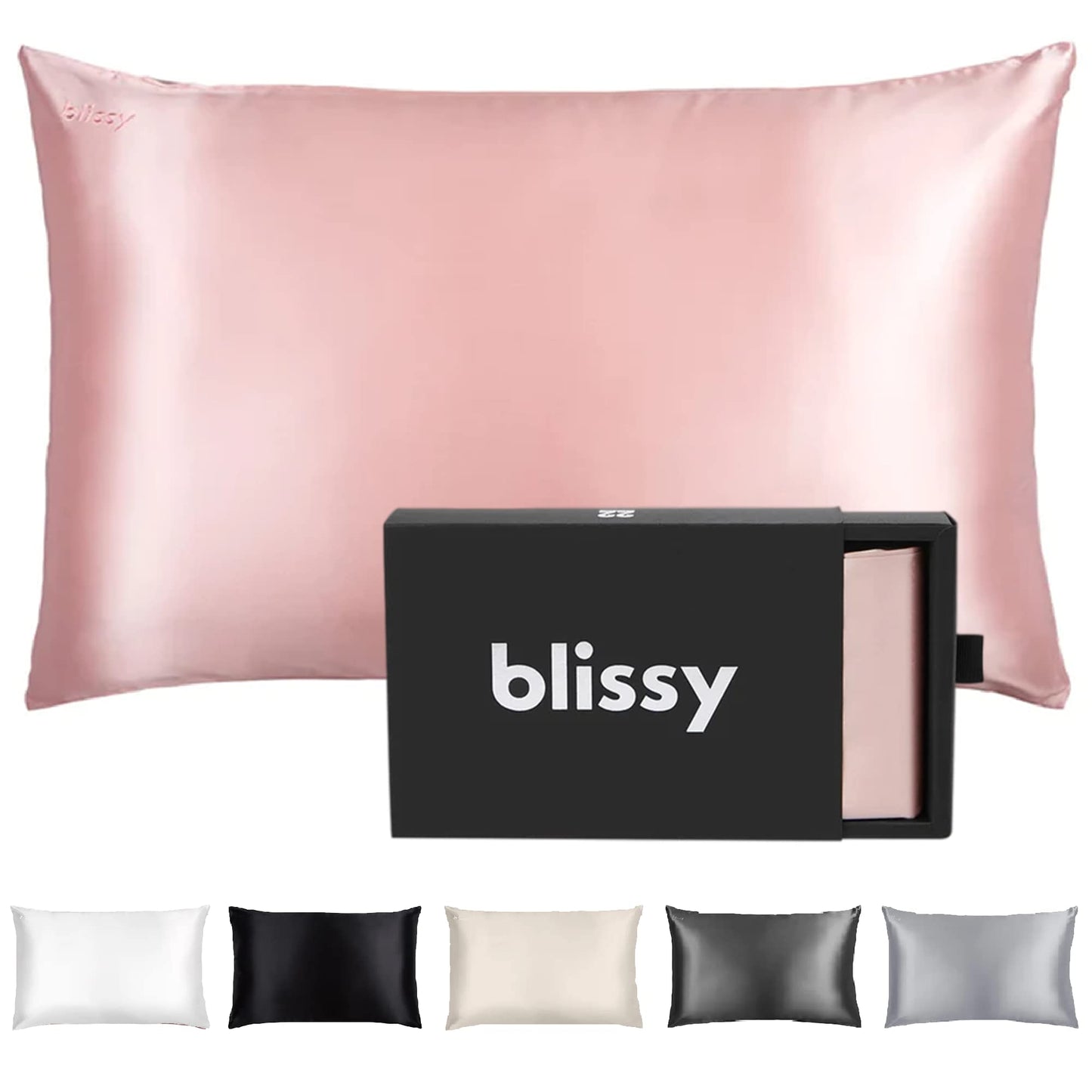 Blissy Silk Pillowcase - 100% Pure Mulberry Silk - 22 Momme 6A High-Grade Fibers - Silk Pillow Cover for Hair & Skin - Regular, Queen & King with Hidden Zipper (Queen, Blissy White)