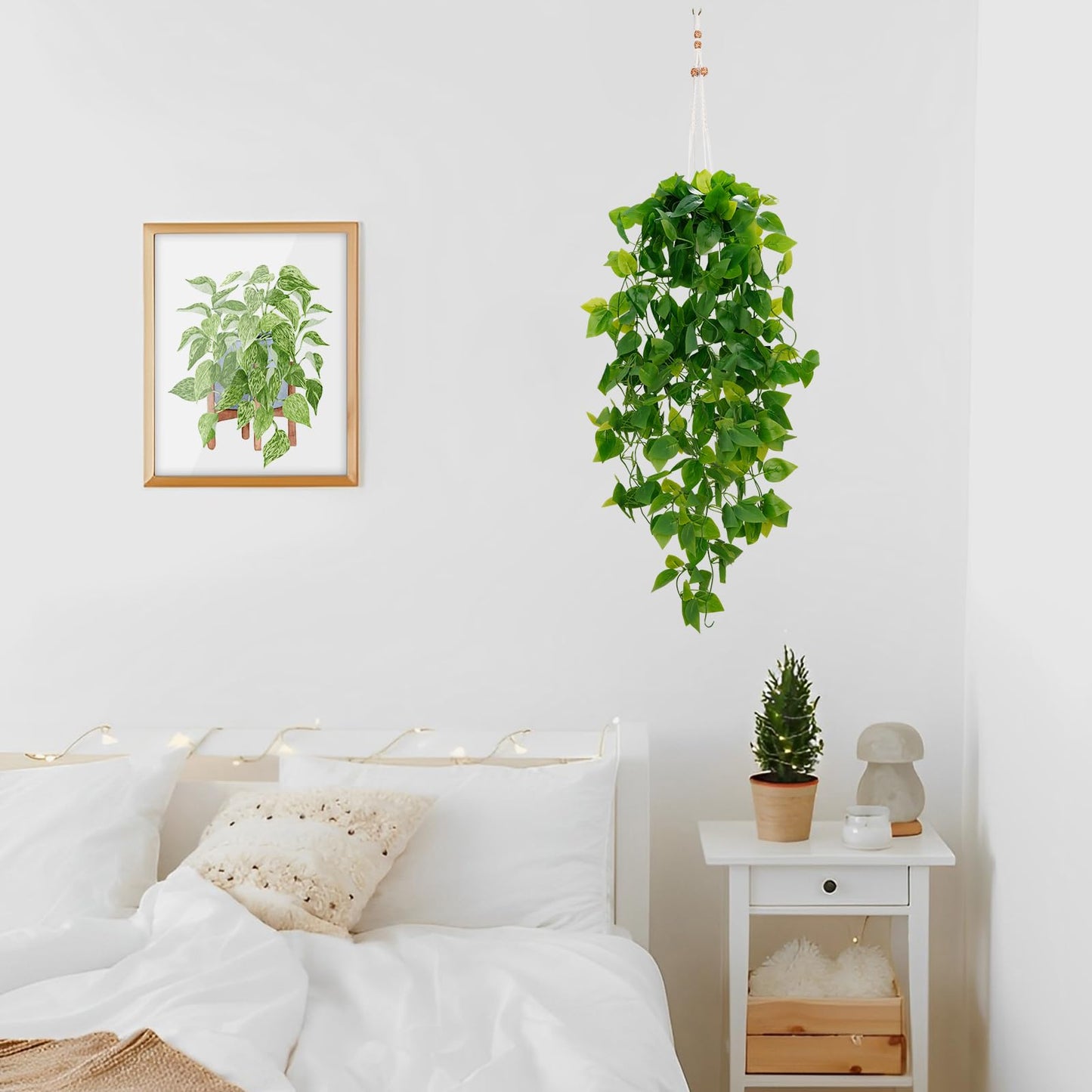 BLEUM CADE Fake Hanging Plants, 2pcs Artificial Hanging Plant, Faux Pothos Vines Hanging Plant Greenery for Wall Home Living Room Indoor Outdoor Decor (No Baskets)