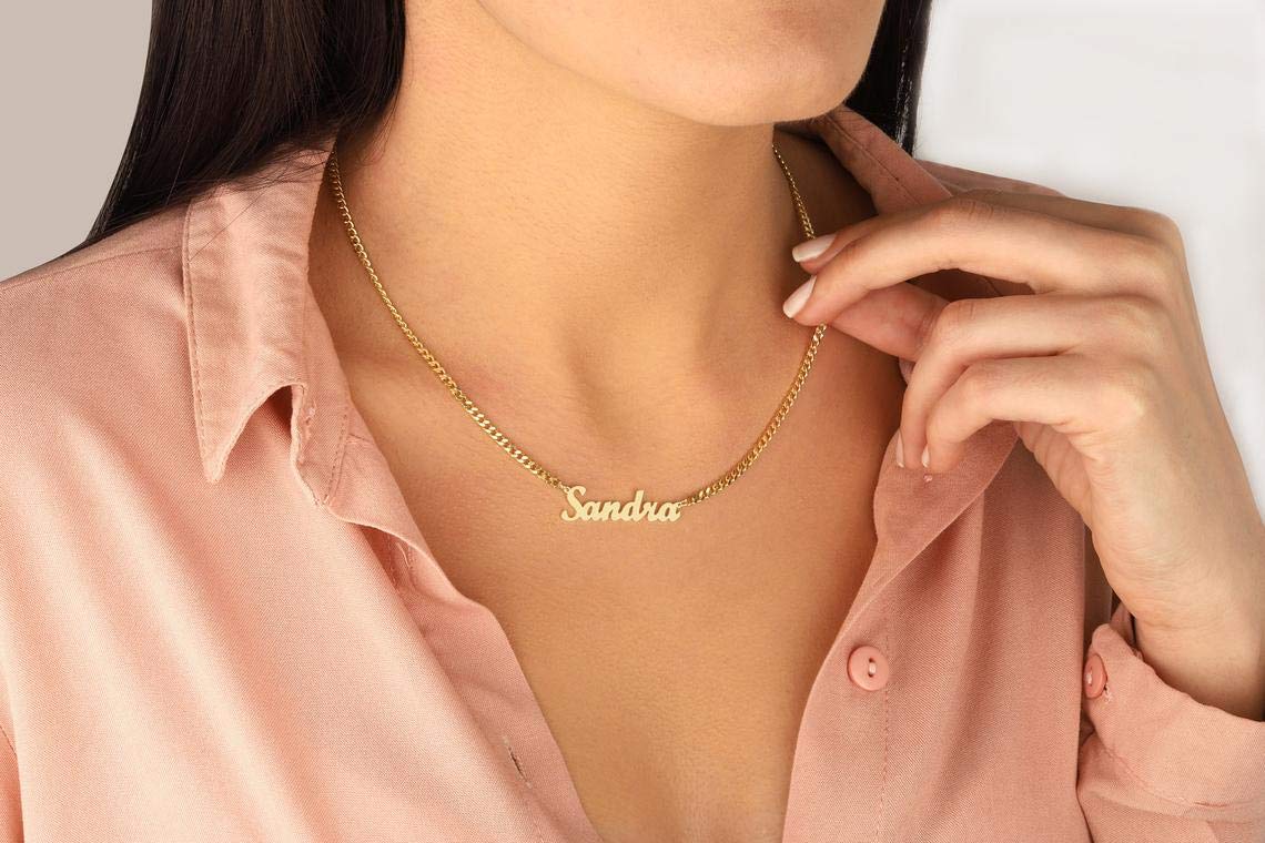 TinyName Custom Name Necklace Personalized 18K Gold Plated Nameplate Customized Jewelry Gift for Women