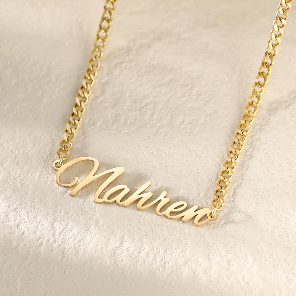 TinyName Custom Name Necklace Personalized 18K Gold Plated Nameplate Customized Jewelry Gift for Women