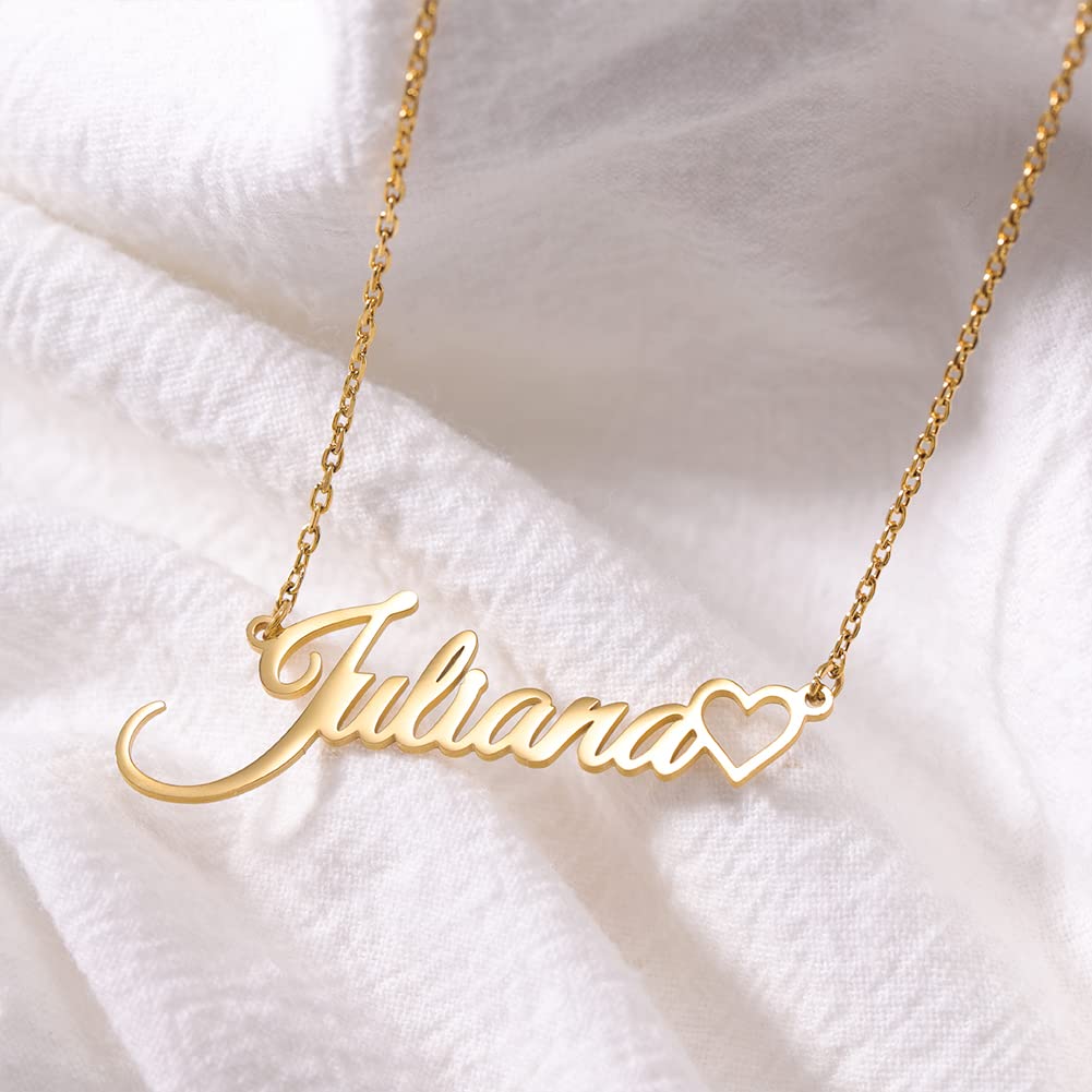 TinyName Custom Name Necklace Personalized 18K Gold Plated Nameplate Customized Jewelry Gift for Women