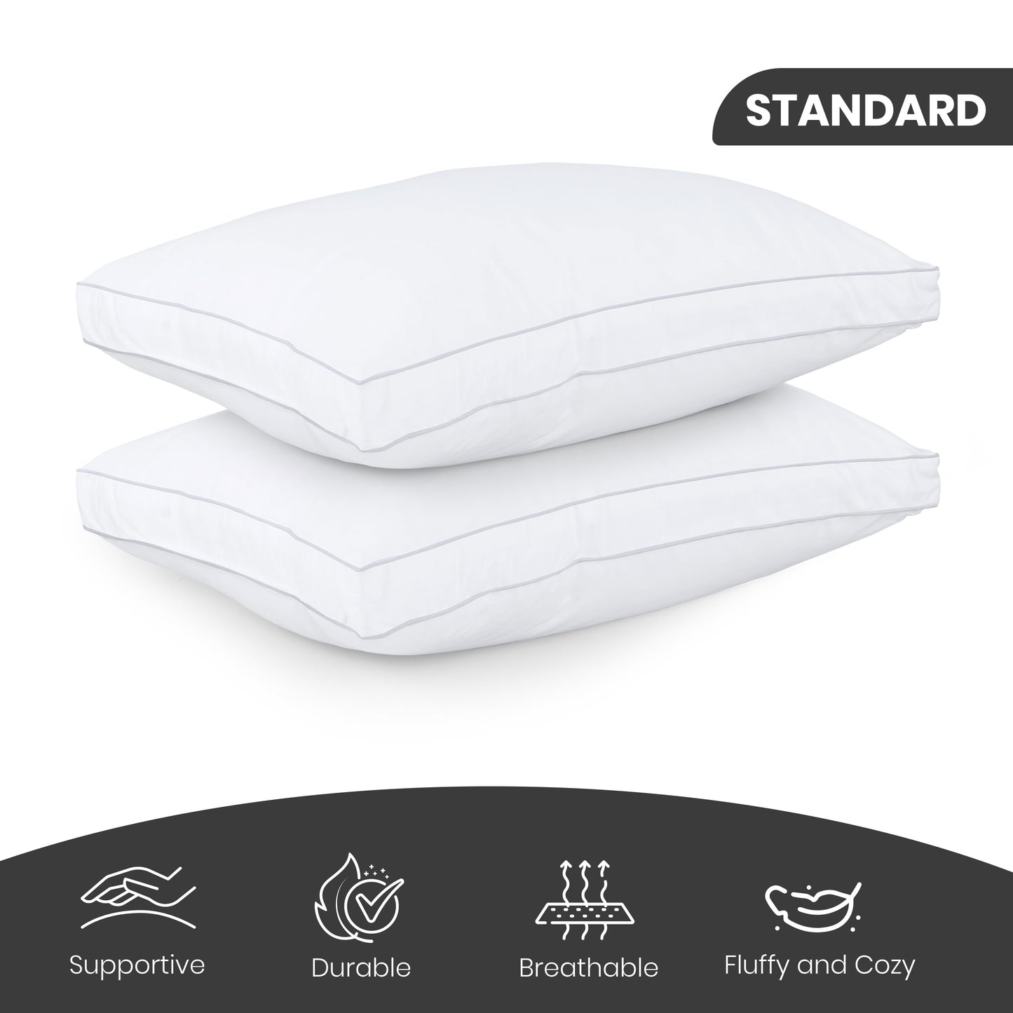 Utopia Bedding Bed Pillows for Sleeping Queen Size (Black), Set of 2, Cooling Hotel Quality, Gusseted Pillow for Back, Stomach or Side Sleepers