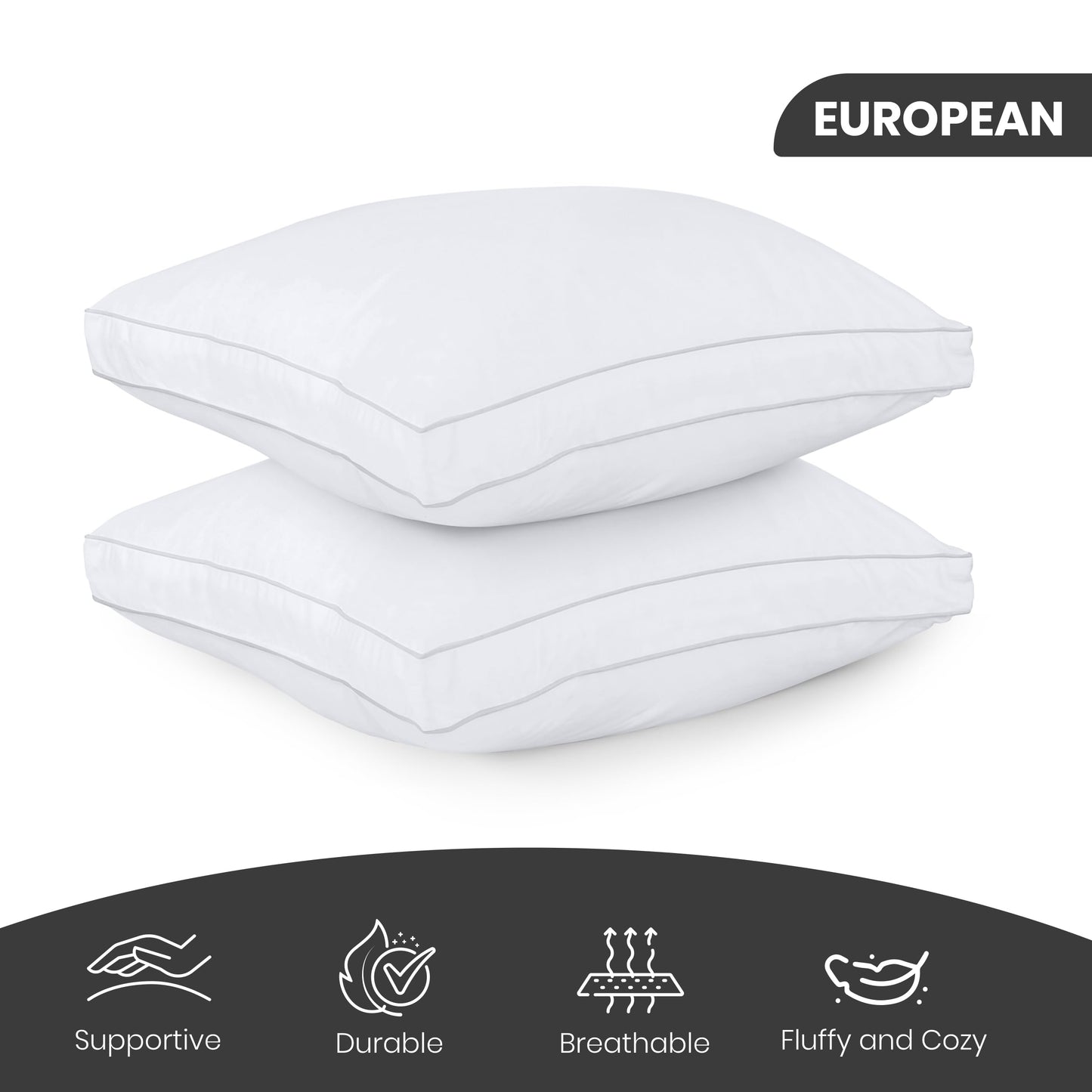 Utopia Bedding Bed Pillows for Sleeping Queen Size (Black), Set of 2, Cooling Hotel Quality, Gusseted Pillow for Back, Stomach or Side Sleepers