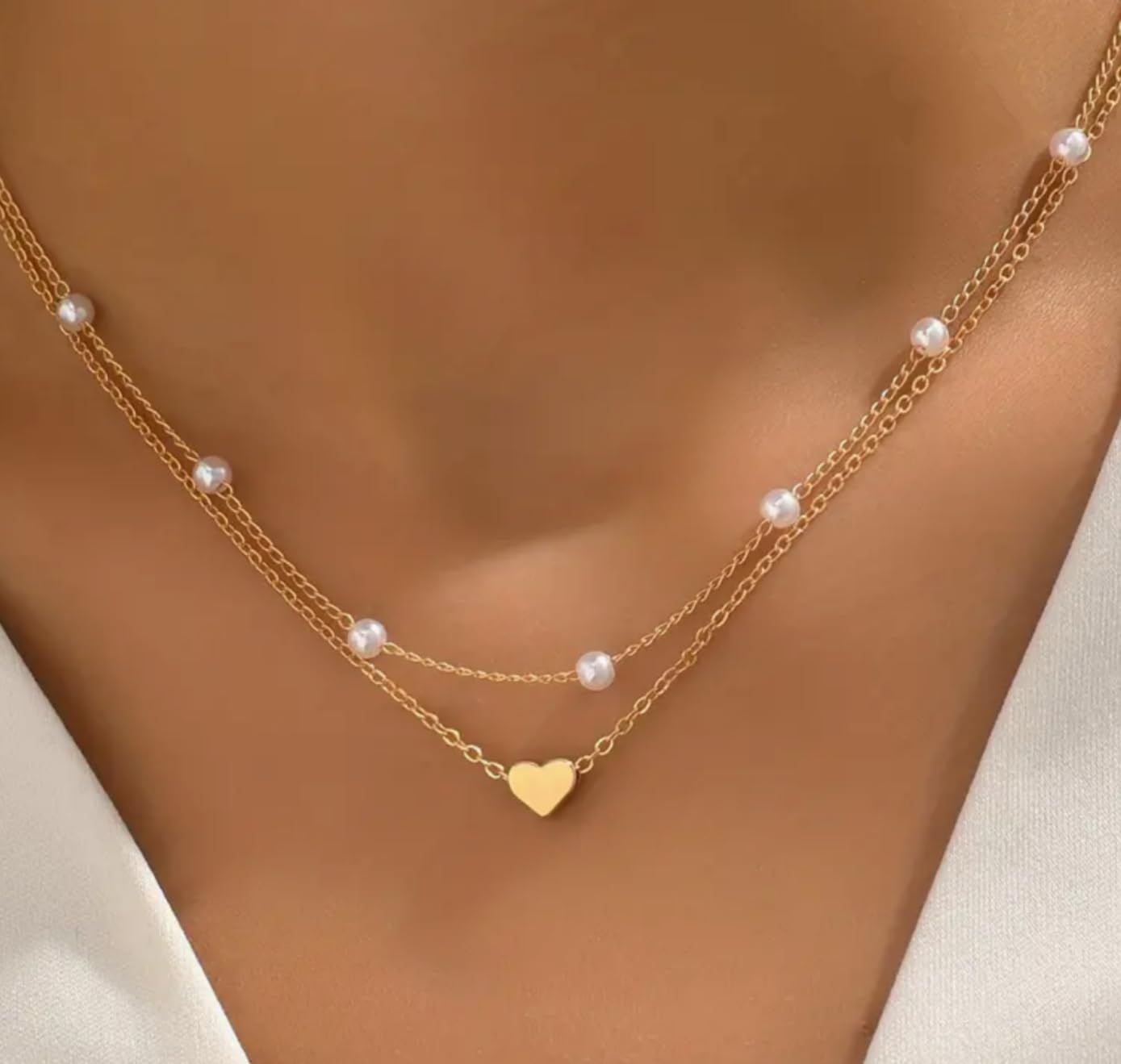 ASCOMY Dainty Gold Necklace for Women 14K Gold Plated Necklaces for Her Delicate Love Heart Necklace Heart Pendant Necklace Cute Necklaces Festival Jewelry Gift for Women