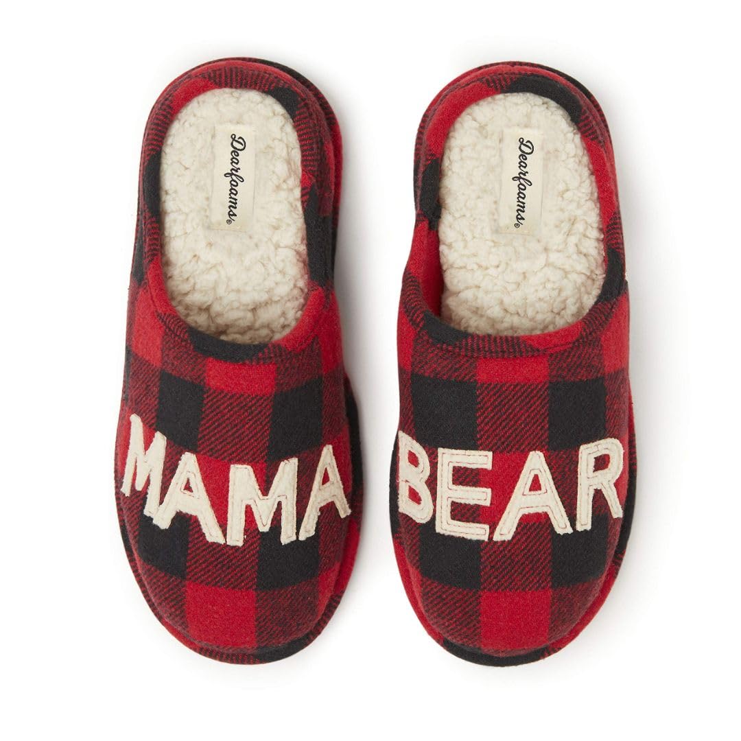 Dearfoams Women’s Gifts for Mom Cute Matching Family Pajama Mama Bear Slipper