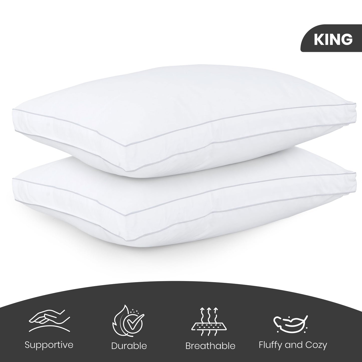 Utopia Bedding Bed Pillows for Sleeping Queen Size (Black), Set of 2, Cooling Hotel Quality, Gusseted Pillow for Back, Stomach or Side Sleepers