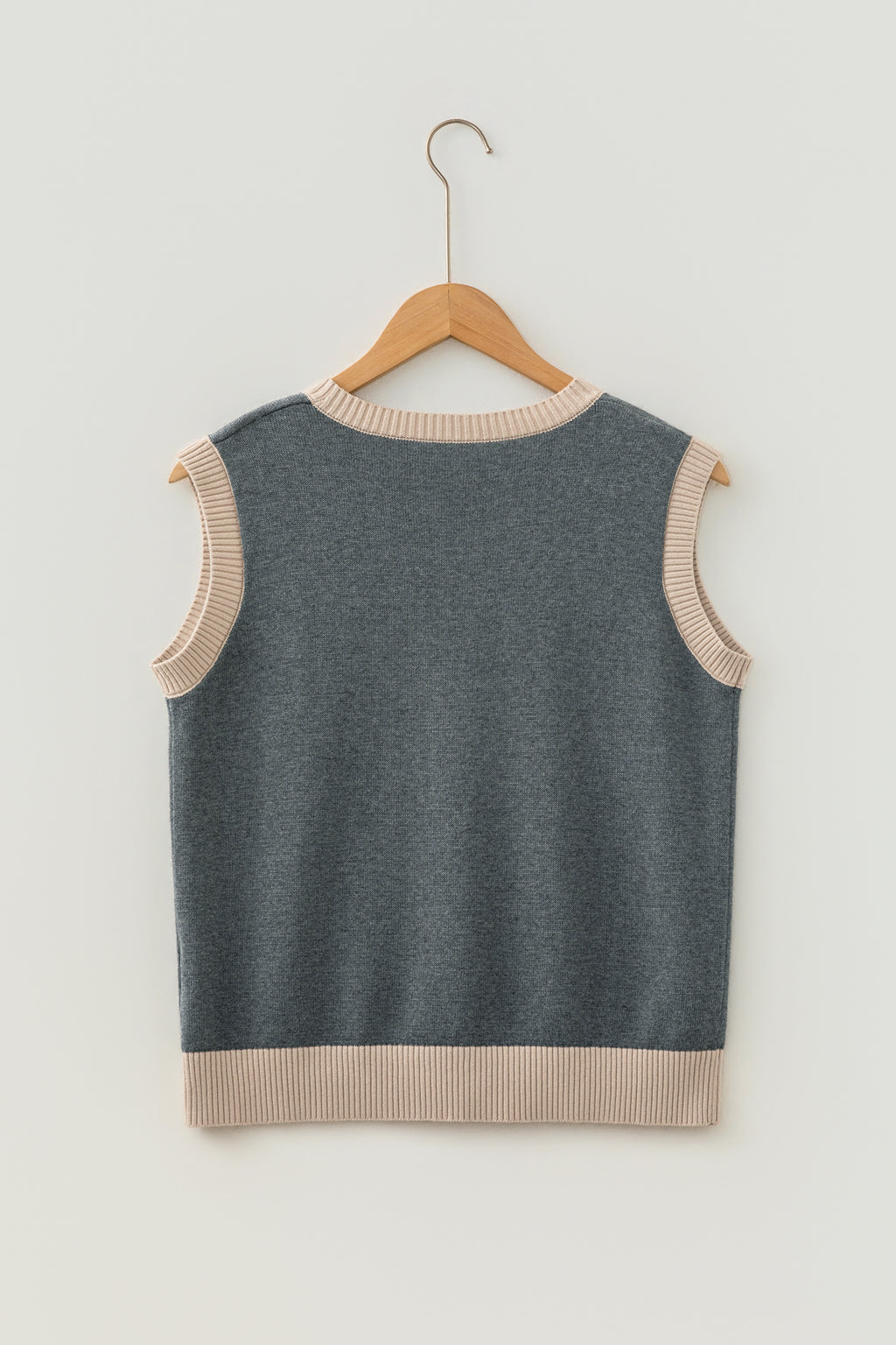 Khaki Western Print Colorblock Trim Sleeveless Knitwear Vest
