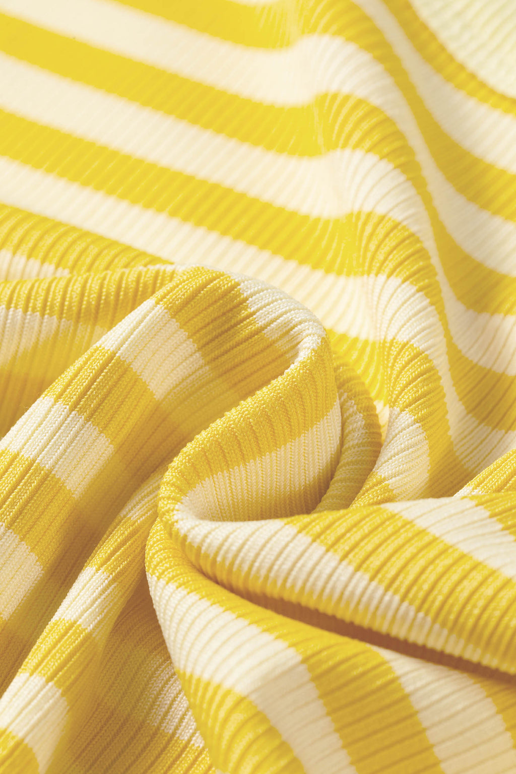Yellow Stripe Ribbed Knit Slim Tank Top
