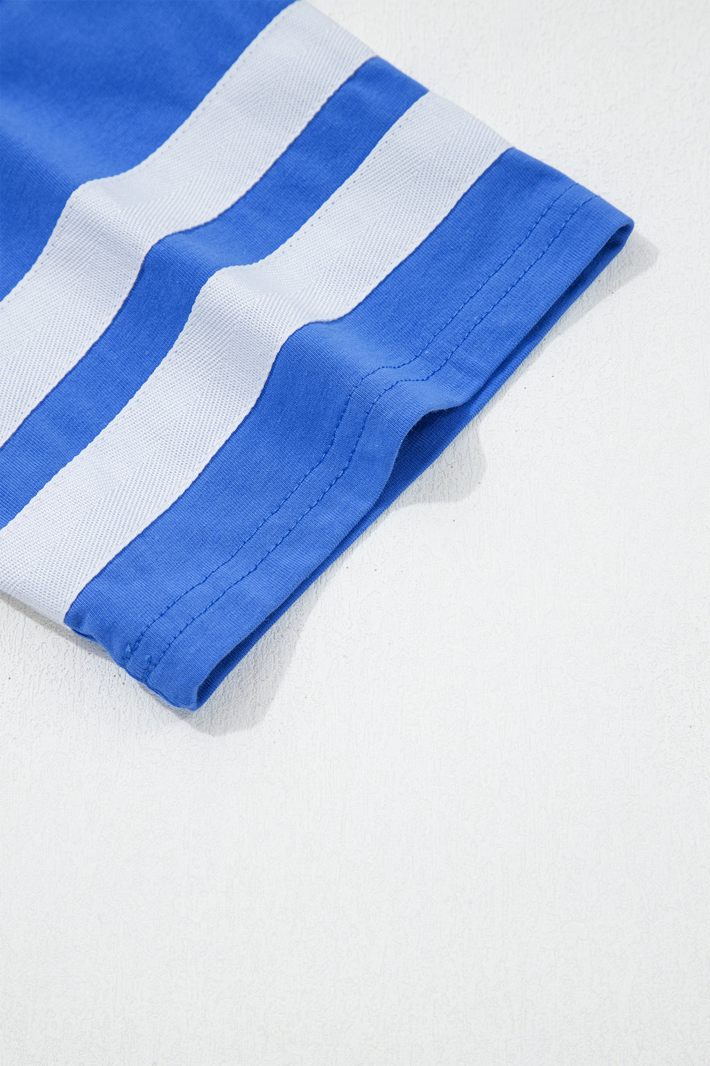 Dark Blue Varsity Striped Short Sleeve Crew Neck T Shirt
