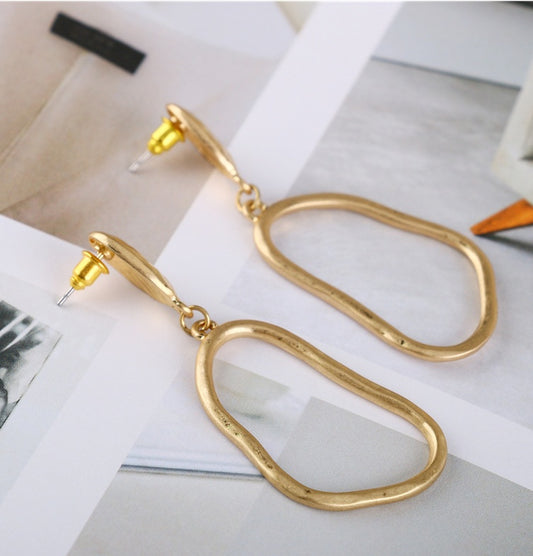 Gold Chunky Dangle Pendant Earrings for Women