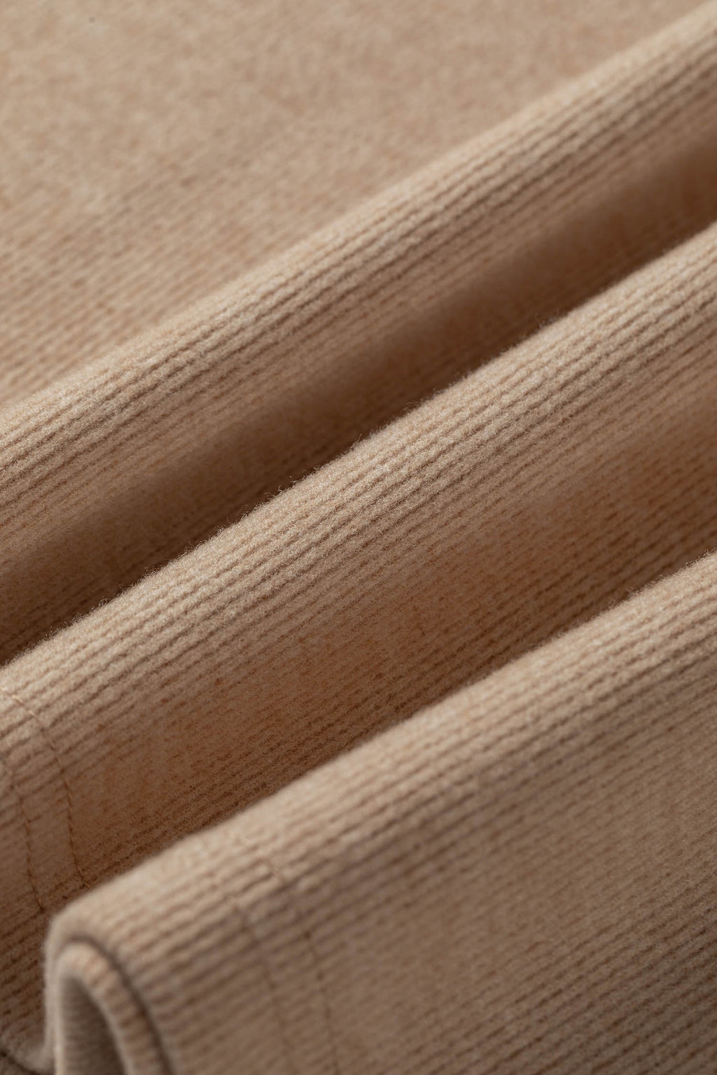 Light French Beige Solid Color Short Sleeve Ribbed Top Casual Pants 2pcs Set