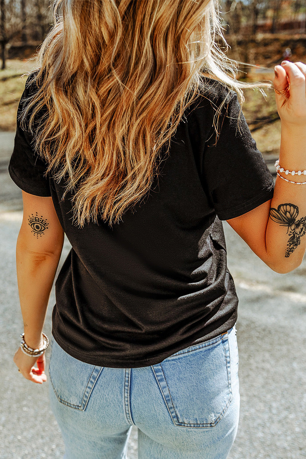Black Sequin Crawfish Potato Lemon Corn Graphic Crewneck T Shirt