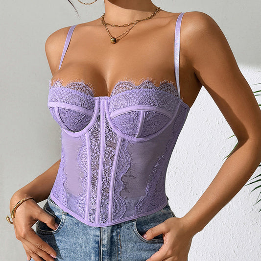 Lace Purple Sexy See-through Camisole
