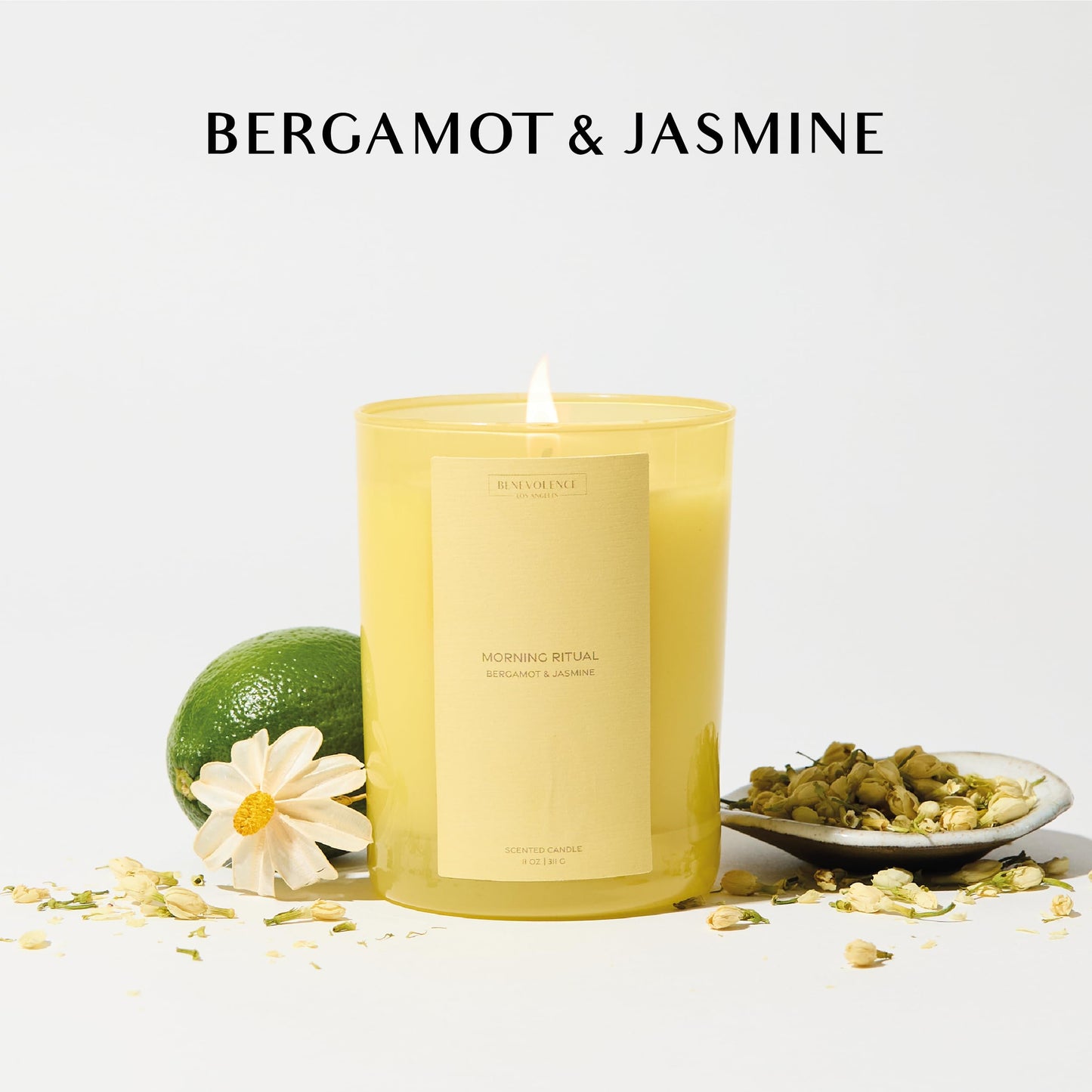 Benevolence LA Scented Candles - Rose & Sandalwood Scented Candle for Home | 11oz, 60-Hour Burn | Natural Wax, Cotton Wick | Sun-Kissed Collection