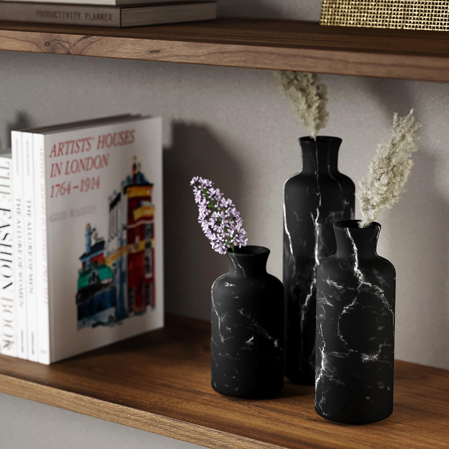 Creative Scents Matte Black Vase Set - Vases Home Decor, Premuim Quality for Holding Pampas Grass, Dried/Fresh Flowers, Vases for Decor - Kitchen, Bedroom, Office, Living Room, or Shelf Decor