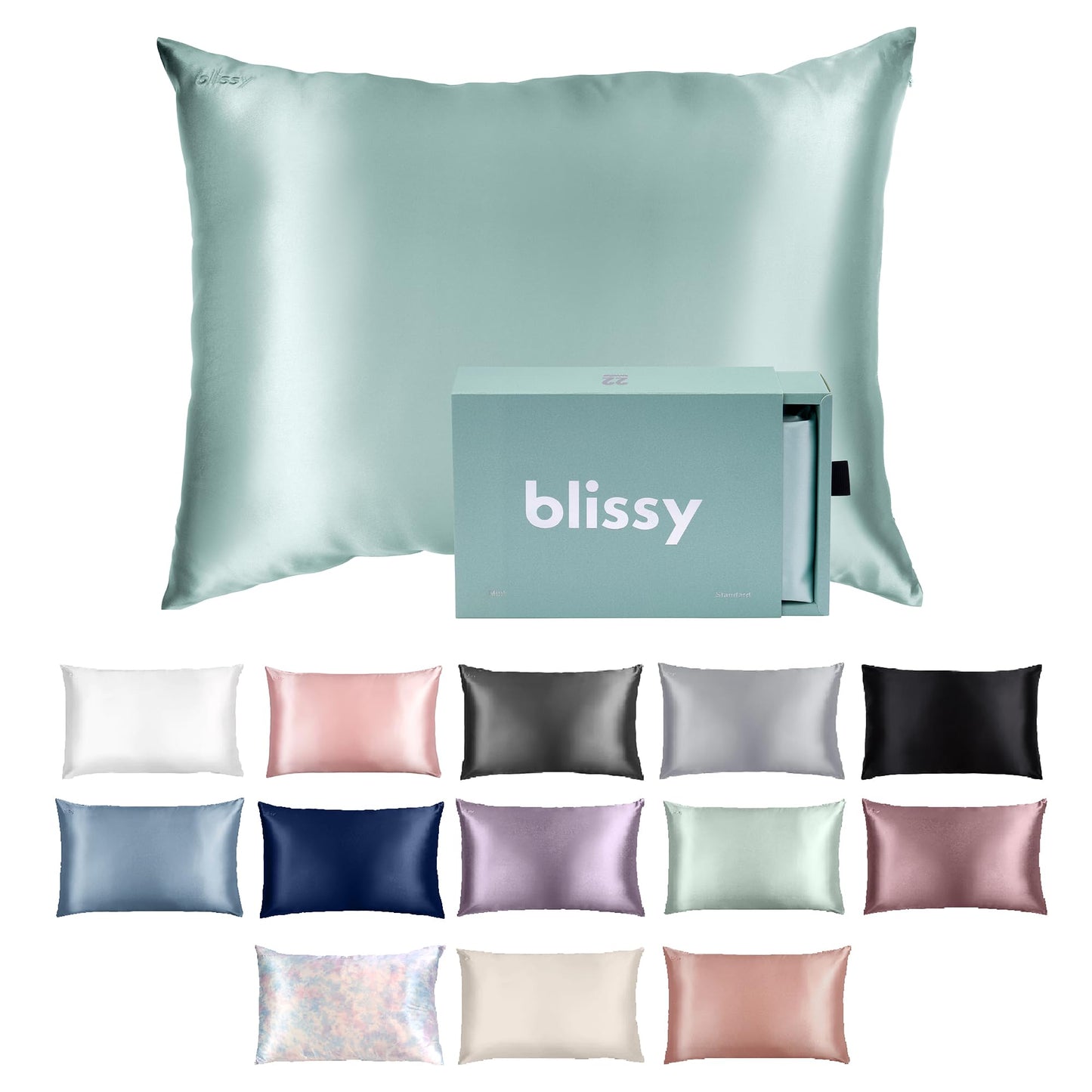 Blissy Silk Pillowcase - 100% Pure Mulberry Silk - 22 Momme 6A High-Grade Fibers - Silk Pillow Cover for Hair & Skin - Regular, Queen & King with Hidden Zipper (Queen, Blissy White)