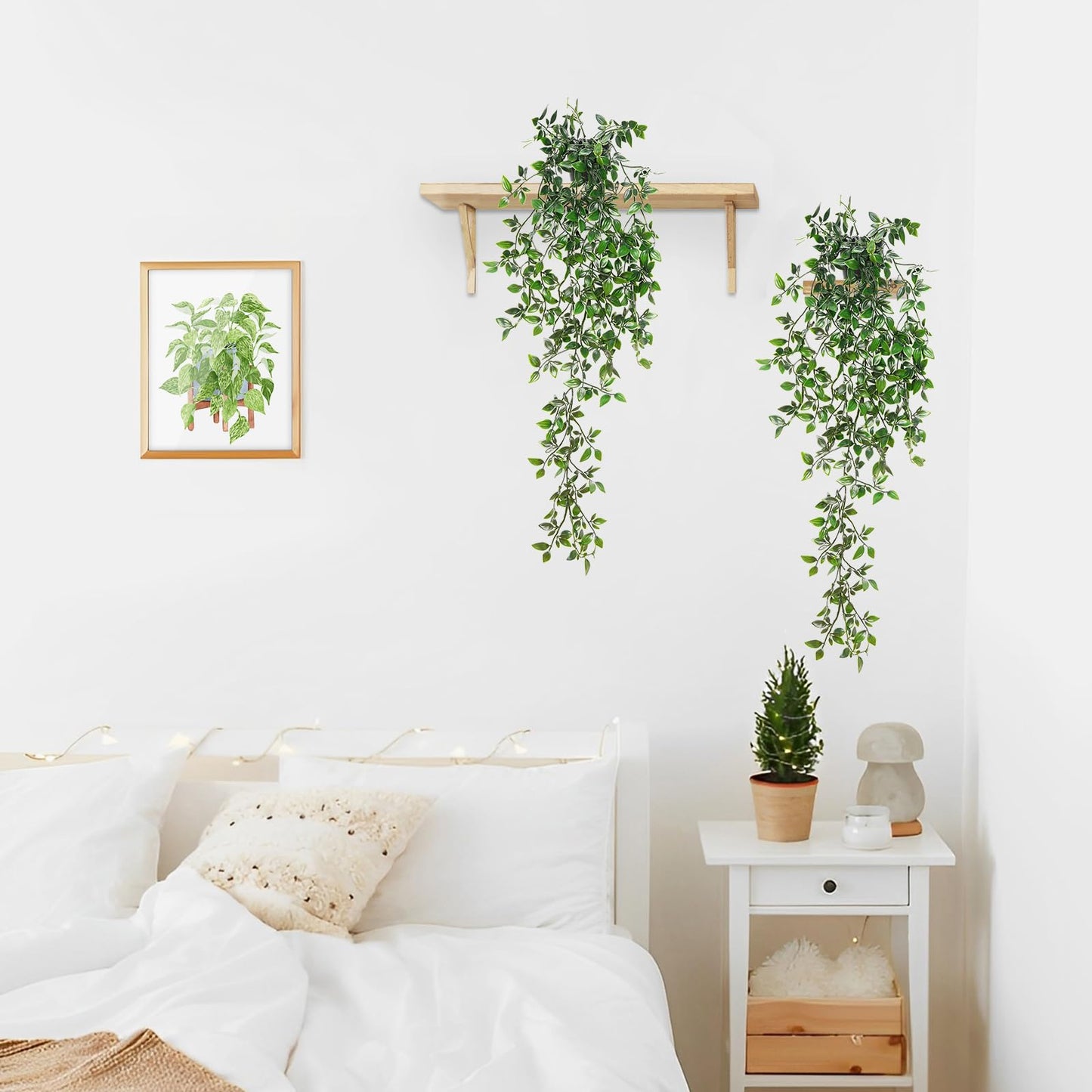 BLEUM CADE Fake Hanging Plants, 2pcs Artificial Hanging Plant, Faux Pothos Vines Hanging Plant Greenery for Wall Home Living Room Indoor Outdoor Decor (No Baskets)