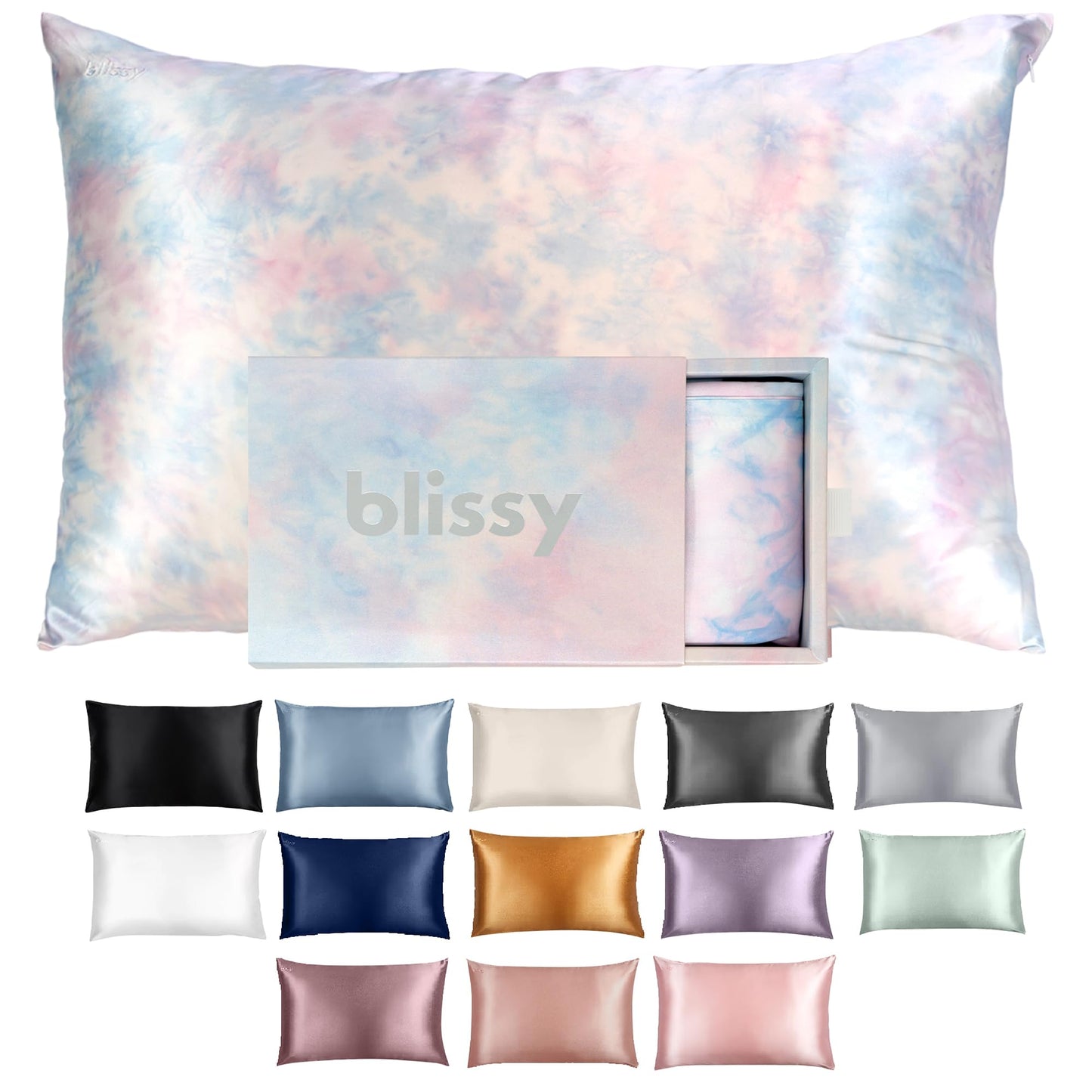 Blissy Silk Pillowcase - 100% Pure Mulberry Silk - 22 Momme 6A High-Grade Fibers - Silk Pillow Cover for Hair & Skin - Regular, Queen & King with Hidden Zipper (Queen, Blissy White)