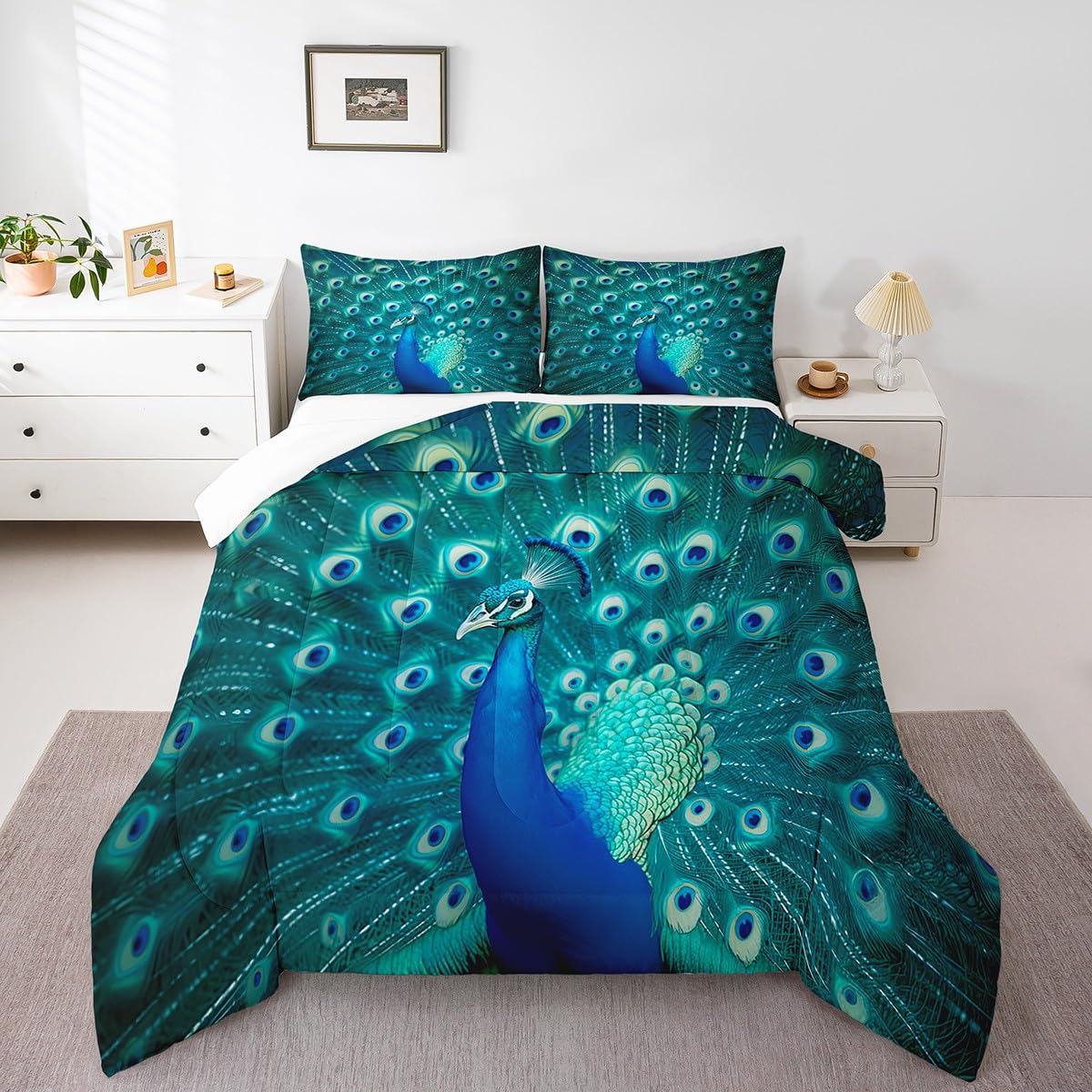 Erosebridal Golden Marble Grain Bedding Set Queen,Gradient Marble Texture Duvet Insert Marble Pattern Printed Abstract Comforter Set Ink Fluid Art Bed Quilt Pastel Purple Teal Green Marble Decor