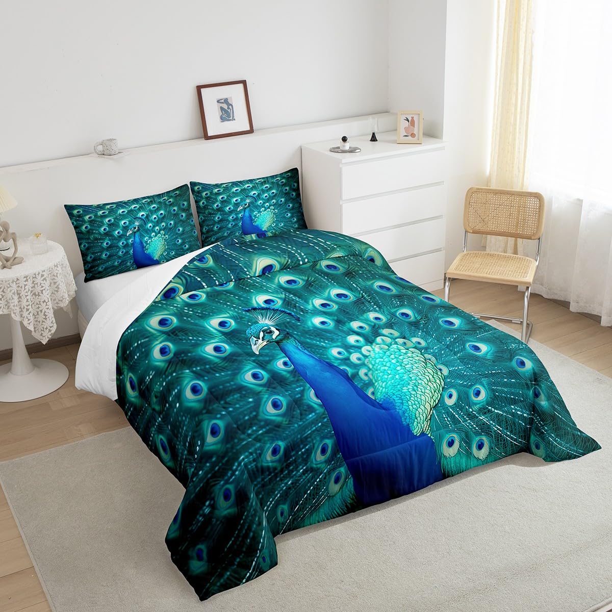 Erosebridal Golden Marble Grain Bedding Set Queen,Gradient Marble Texture Duvet Insert Marble Pattern Printed Abstract Comforter Set Ink Fluid Art Bed Quilt Pastel Purple Teal Green Marble Decor