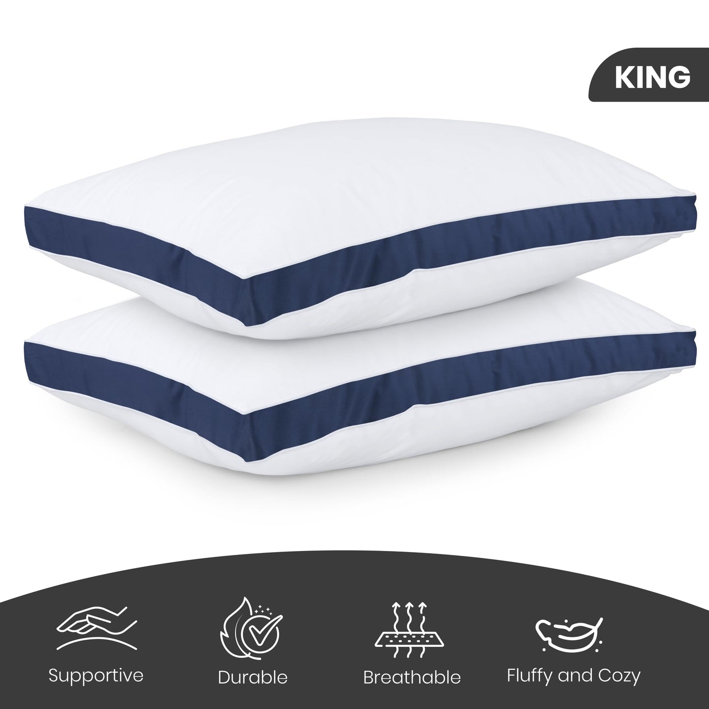 Utopia Bedding Bed Pillows for Sleeping Queen Size (Black), Set of 2, Cooling Hotel Quality, Gusseted Pillow for Back, Stomach or Side Sleepers