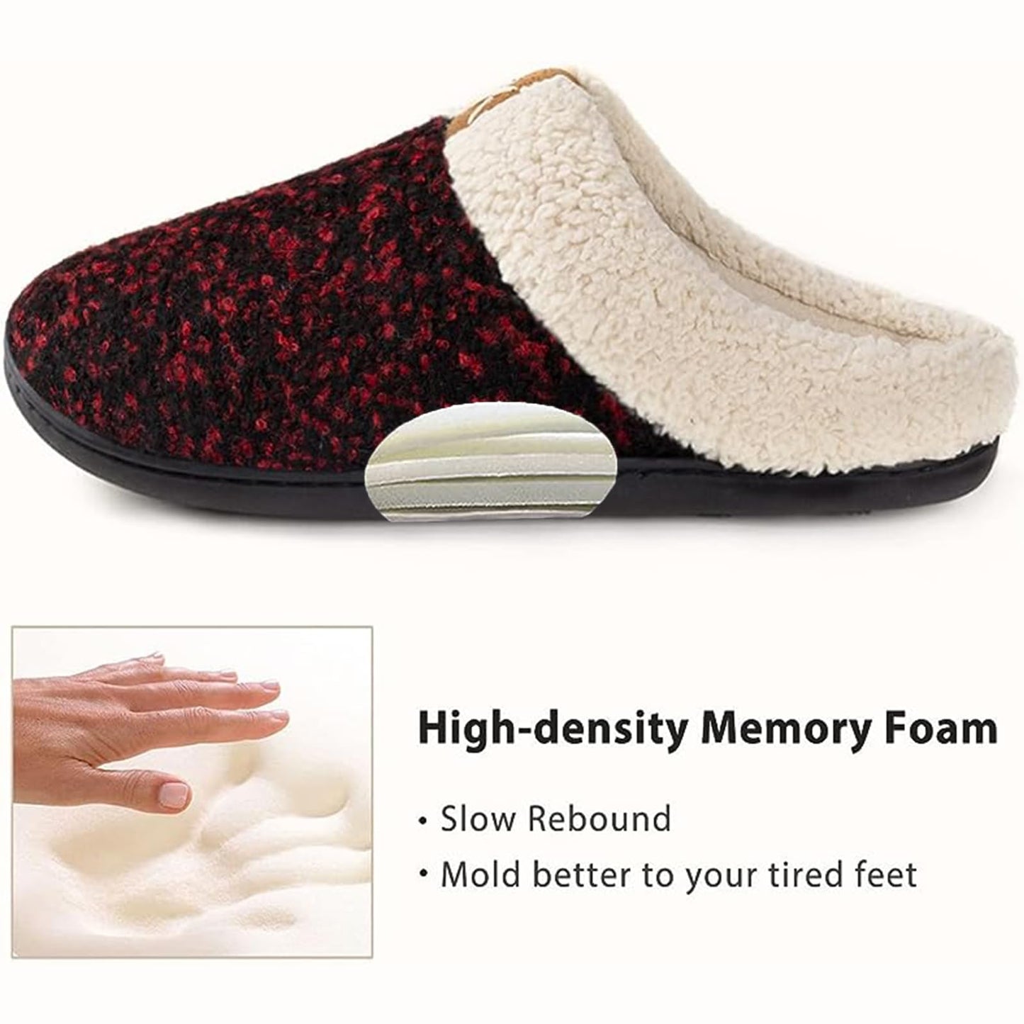 ULTRAIDEAS Women's Indoor Bedroom Slipper with Memory Foam, Gift for Women, Wool-Like House Shoe with Anti-Skid Rubber Sole for Ladies