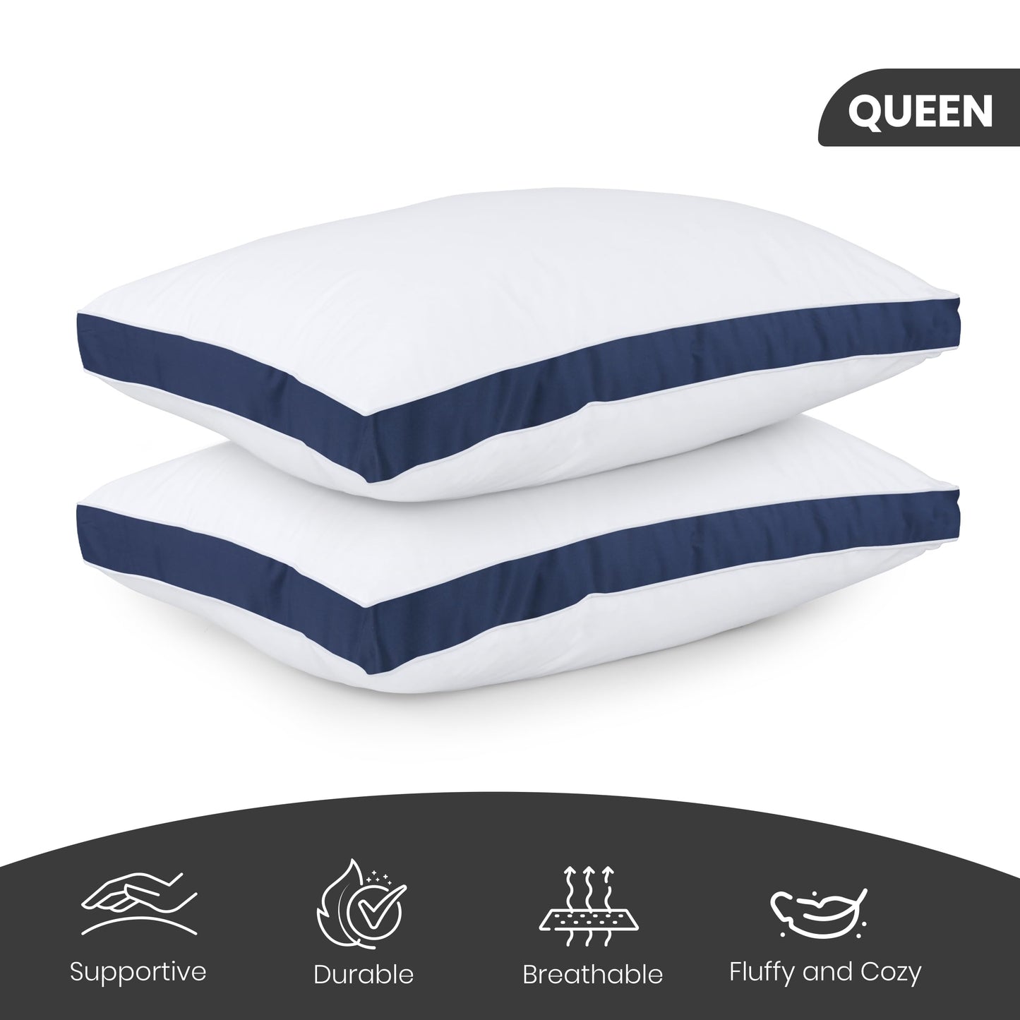 Utopia Bedding Bed Pillows for Sleeping Queen Size (Black), Set of 2, Cooling Hotel Quality, Gusseted Pillow for Back, Stomach or Side Sleepers