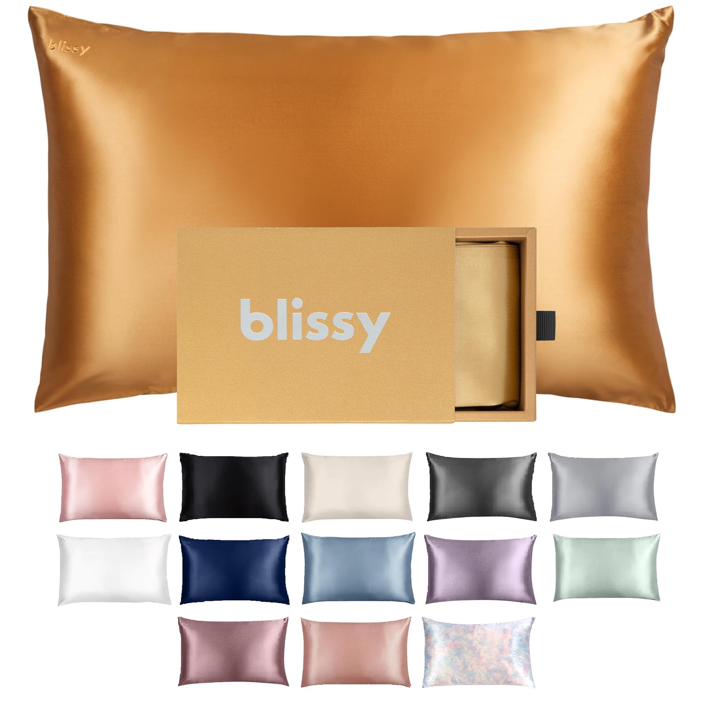 Blissy Silk Pillowcase - 100% Pure Mulberry Silk - 22 Momme 6A High-Grade Fibers - Silk Pillow Cover for Hair & Skin - Regular, Queen & King with Hidden Zipper (Queen, Blissy White)