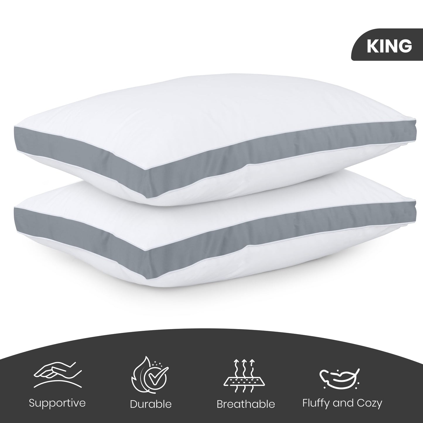 Utopia Bedding Bed Pillows for Sleeping Queen Size (Black), Set of 2, Cooling Hotel Quality, Gusseted Pillow for Back, Stomach or Side Sleepers