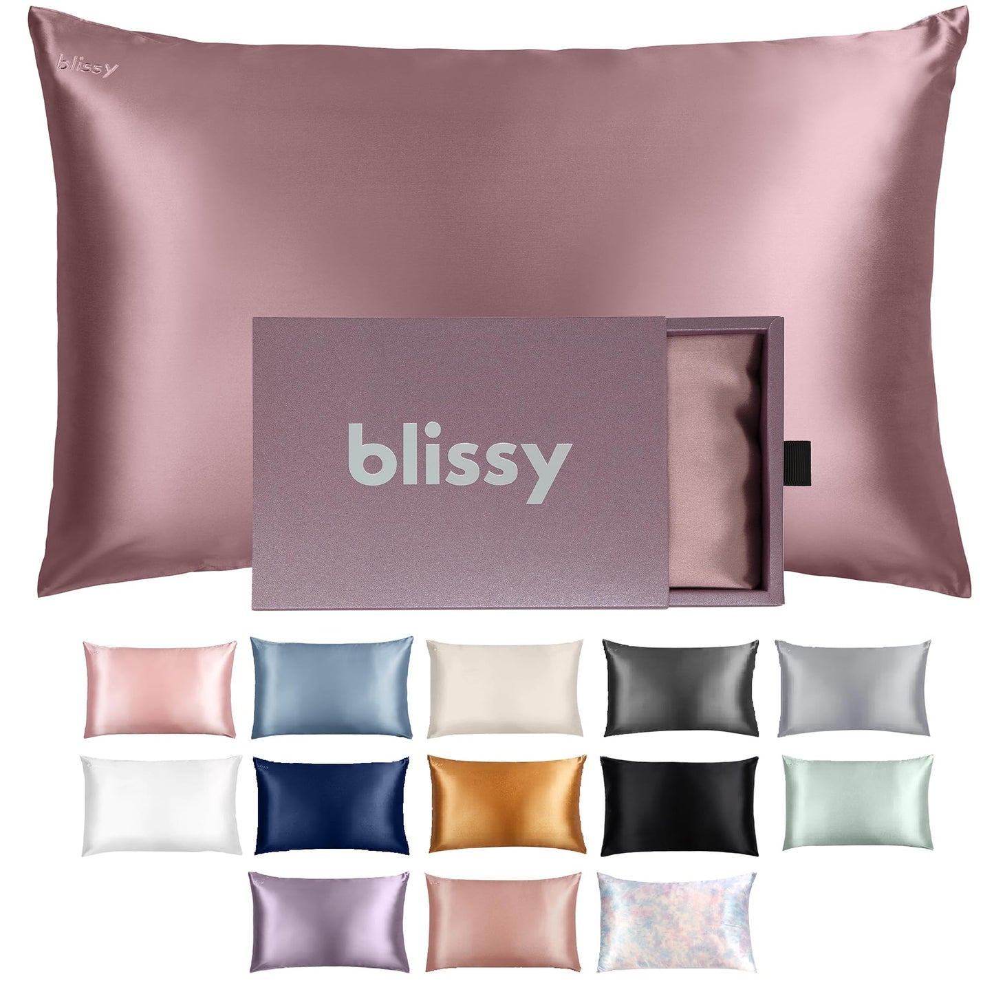 Blissy Silk Pillowcase - 100% Pure Mulberry Silk - 22 Momme 6A High-Grade Fibers - Silk Pillow Cover for Hair & Skin - Regular, Queen & King with Hidden Zipper (Queen, Blissy White)