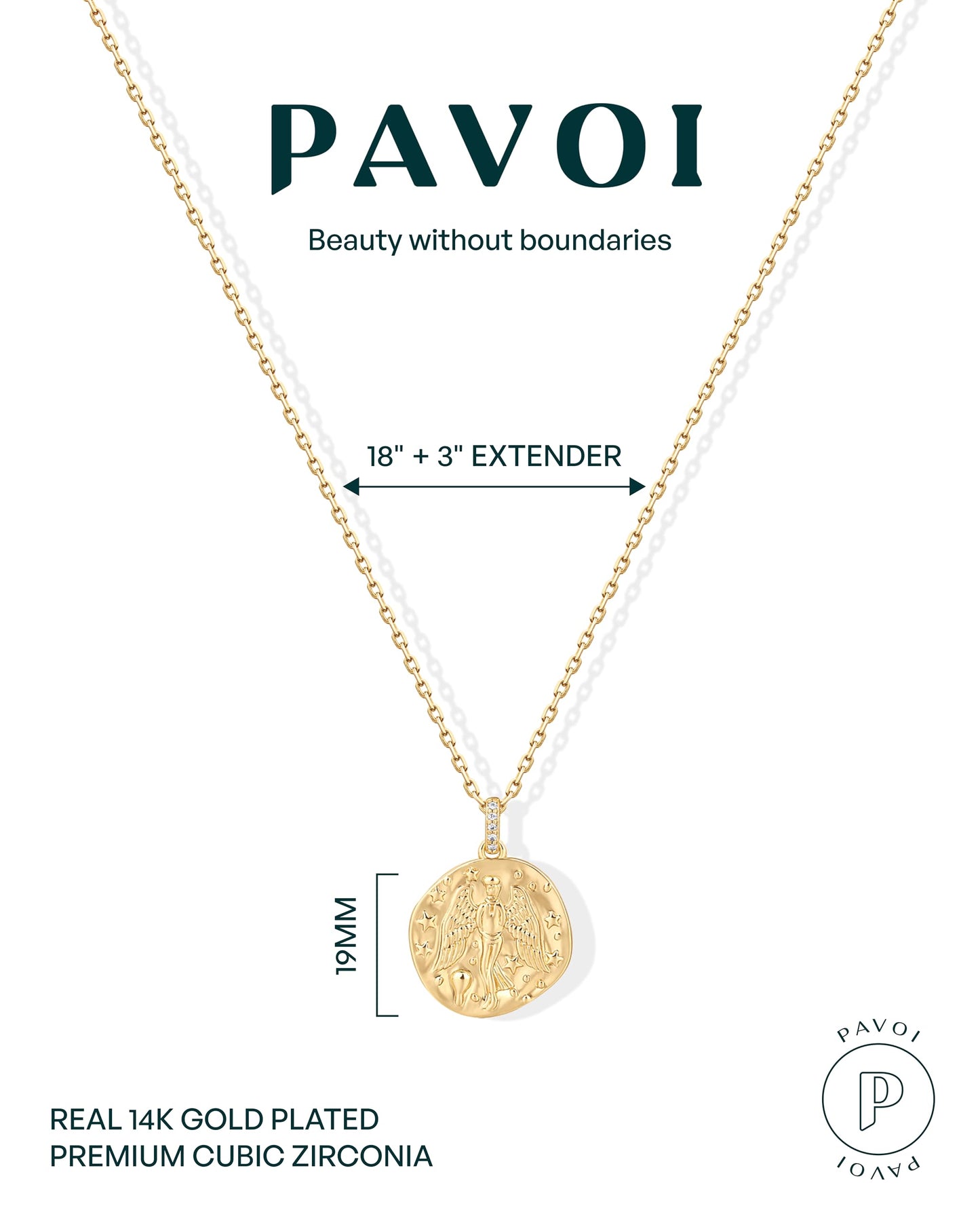 PAVOI 14K Gold Plated Engraved Coin Pendant Necklaces for Women | Byzantine Coin Pendants | Bohemian Necklace