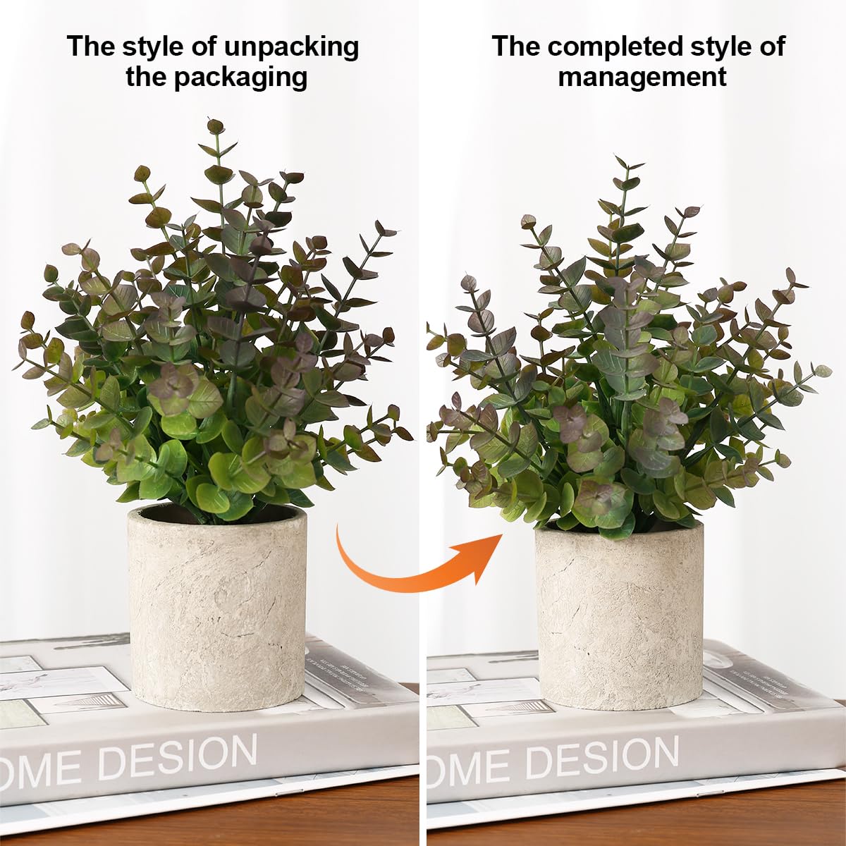 2 Pack Small Fake Plants Eucalyptus Potted Artificial Plants for Shelf Desk Home Bathroom Farmhouse Room Coffee Table Decor (Sage Green)