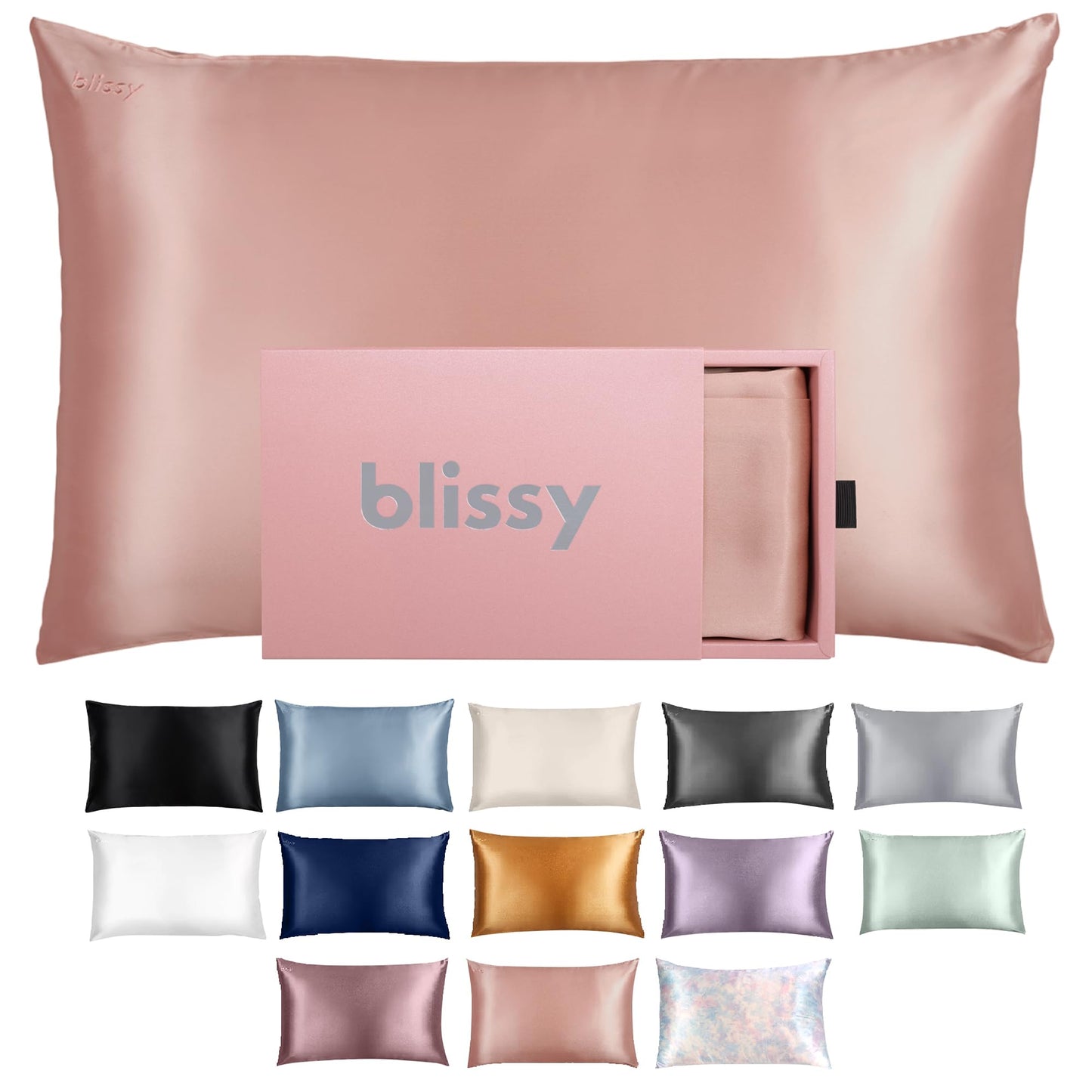 Blissy Silk Pillowcase - 100% Pure Mulberry Silk - 22 Momme 6A High-Grade Fibers - Silk Pillow Cover for Hair & Skin - Regular, Queen & King with Hidden Zipper (Queen, Blissy White)