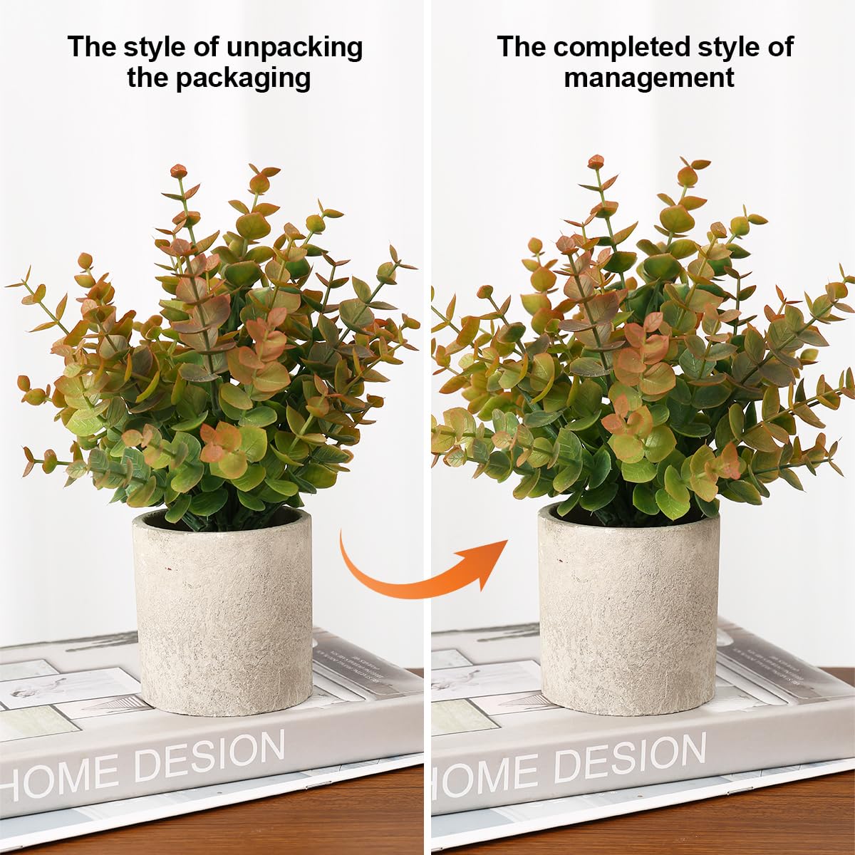 2 Pack Small Fake Plants Eucalyptus Potted Artificial Plants for Shelf Desk Home Bathroom Farmhouse Room Coffee Table Decor (Sage Green)