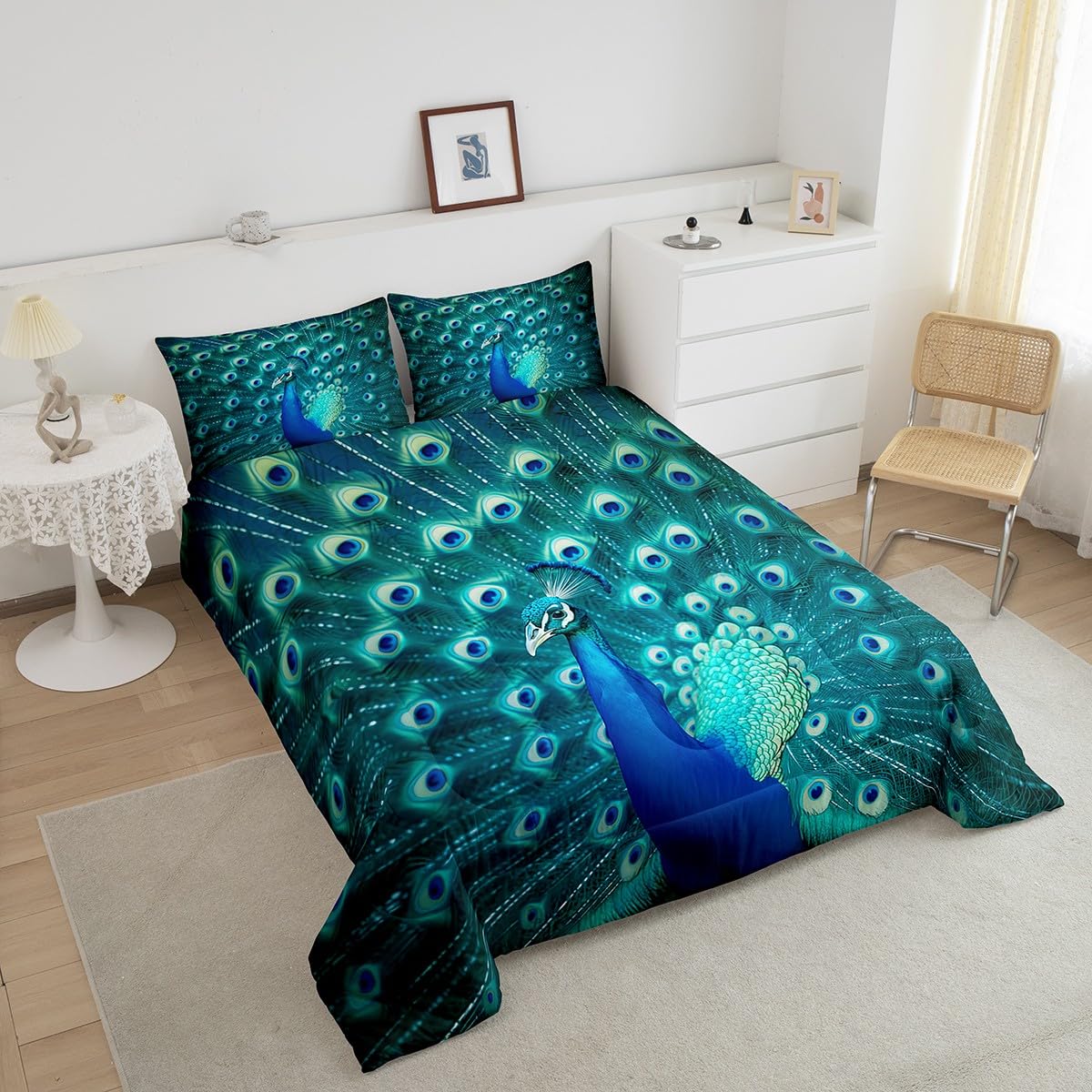 Erosebridal Golden Marble Grain Bedding Set Queen,Gradient Marble Texture Duvet Insert Marble Pattern Printed Abstract Comforter Set Ink Fluid Art Bed Quilt Pastel Purple Teal Green Marble Decor