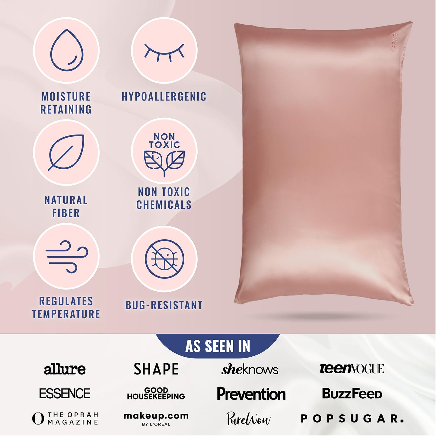 Blissy Silk Pillowcase - 100% Pure Mulberry Silk - 22 Momme 6A High-Grade Fibers - Silk Pillow Cover for Hair & Skin - Regular, Queen & King with Hidden Zipper (Queen, Blissy White)