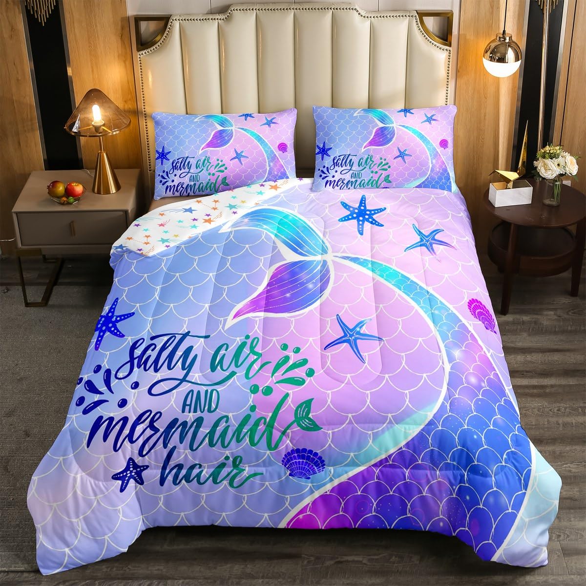 Erosebridal Golden Marble Grain Bedding Set Queen,Gradient Marble Texture Duvet Insert Marble Pattern Printed Abstract Comforter Set Ink Fluid Art Bed Quilt Pastel Purple Teal Green Marble Decor