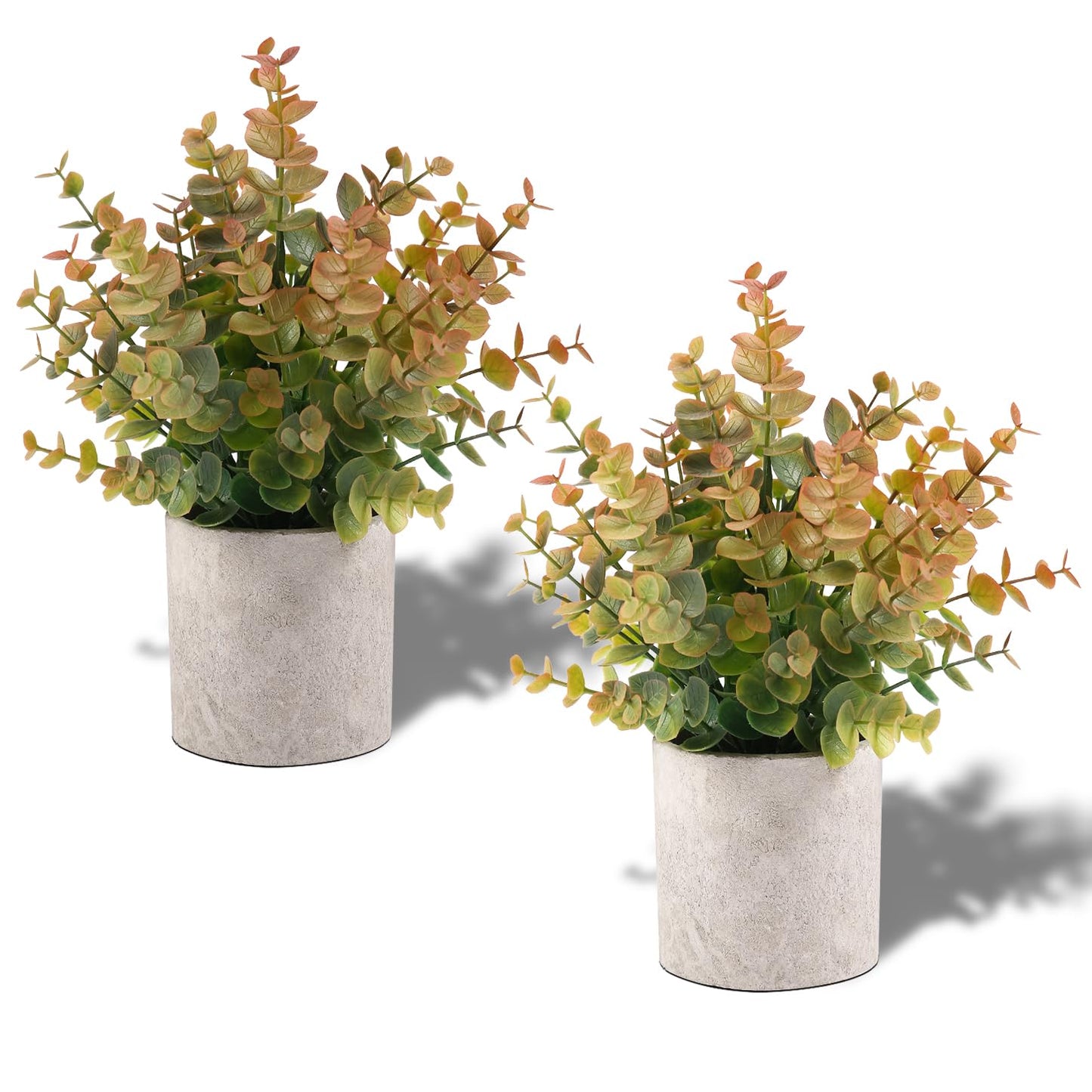 2 Pack Small Fake Plants Eucalyptus Potted Artificial Plants for Shelf Desk Home Bathroom Farmhouse Room Coffee Table Decor (Sage Green)