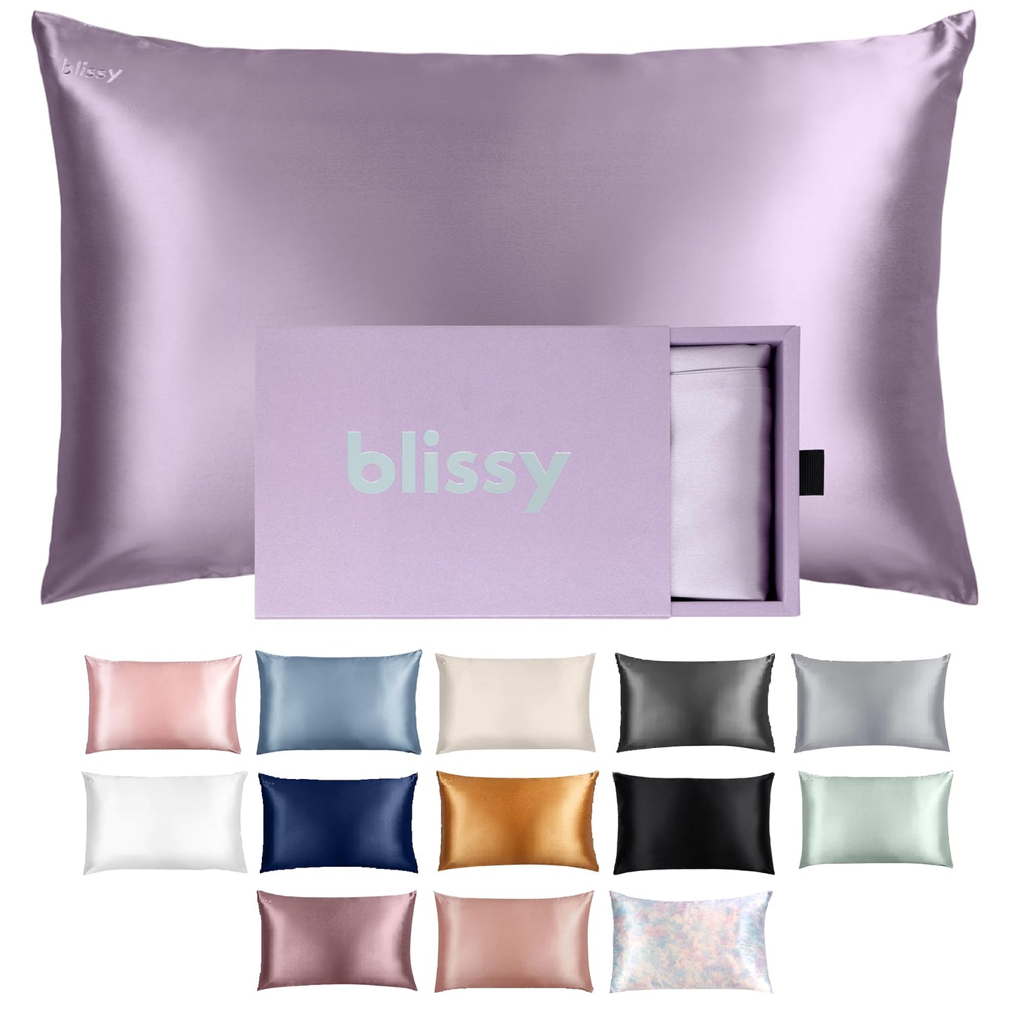 Blissy Silk Pillowcase - 100% Pure Mulberry Silk - 22 Momme 6A High-Grade Fibers - Silk Pillow Cover for Hair & Skin - Regular, Queen & King with Hidden Zipper (Queen, Blissy White)