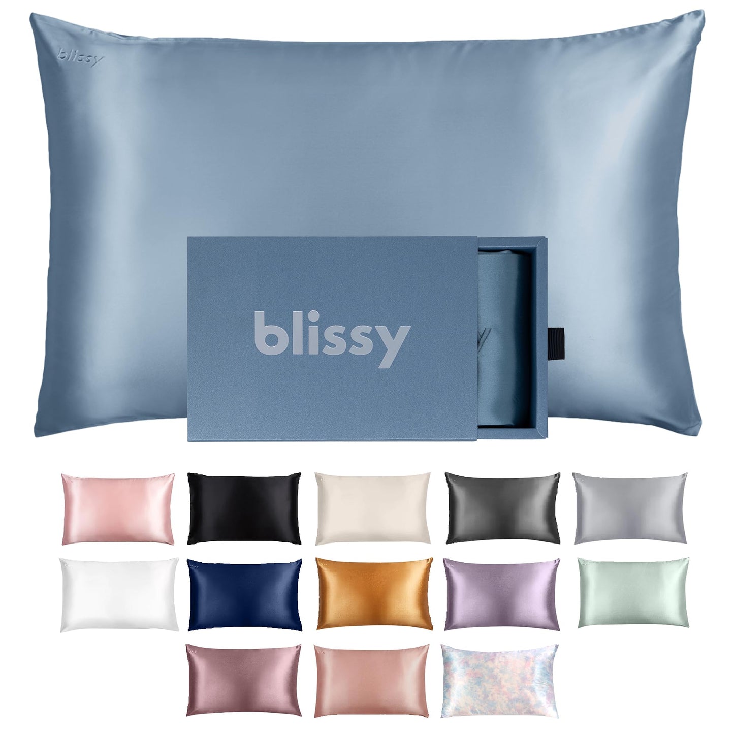 Blissy Silk Pillowcase - 100% Pure Mulberry Silk - 22 Momme 6A High-Grade Fibers - Silk Pillow Cover for Hair & Skin - Regular, Queen & King with Hidden Zipper (Queen, Blissy White)