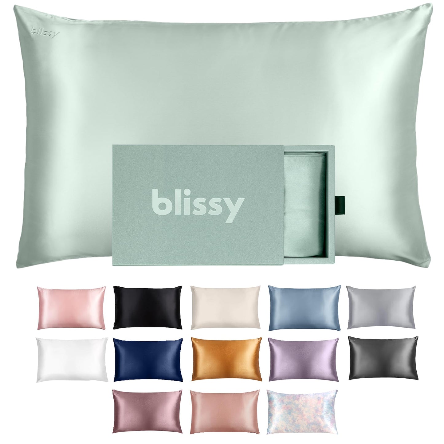 Blissy Silk Pillowcase - 100% Pure Mulberry Silk - 22 Momme 6A High-Grade Fibers - Silk Pillow Cover for Hair & Skin - Regular, Queen & King with Hidden Zipper (Queen, Blissy White)