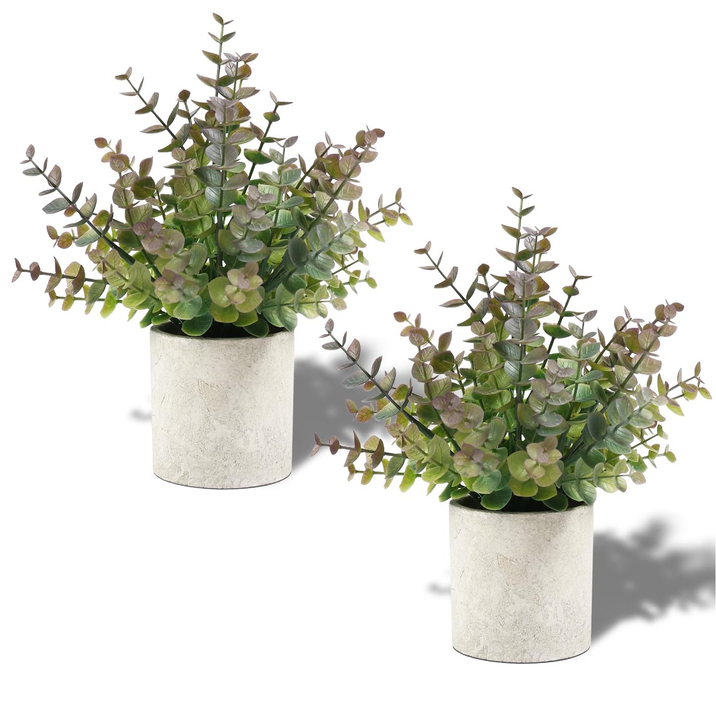 2 Pack Small Fake Plants Eucalyptus Potted Artificial Plants for Shelf Desk Home Bathroom Farmhouse Room Coffee Table Decor (Sage Green)