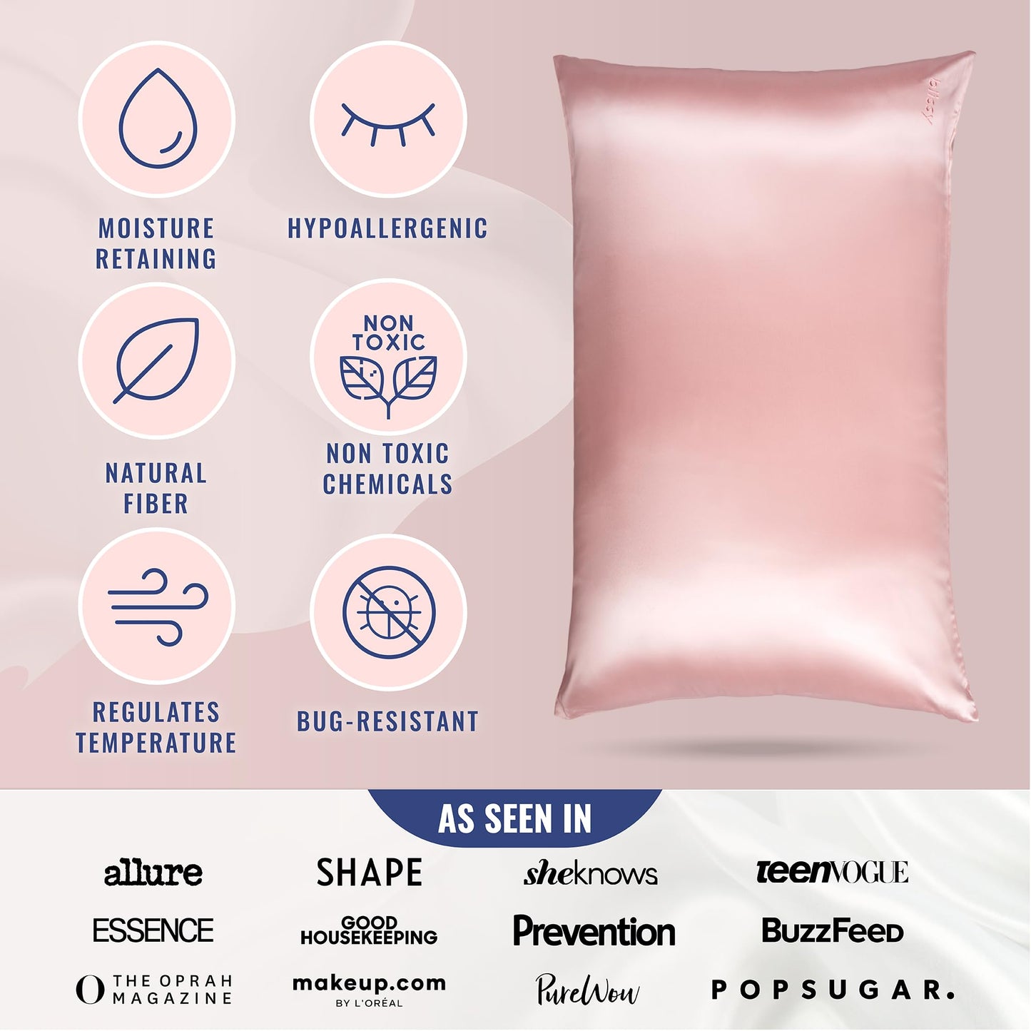 Blissy Silk Pillowcase - 100% Pure Mulberry Silk - 22 Momme 6A High-Grade Fibers - Silk Pillow Cover for Hair & Skin - Regular, Queen & King with Hidden Zipper (Queen, Blissy White)