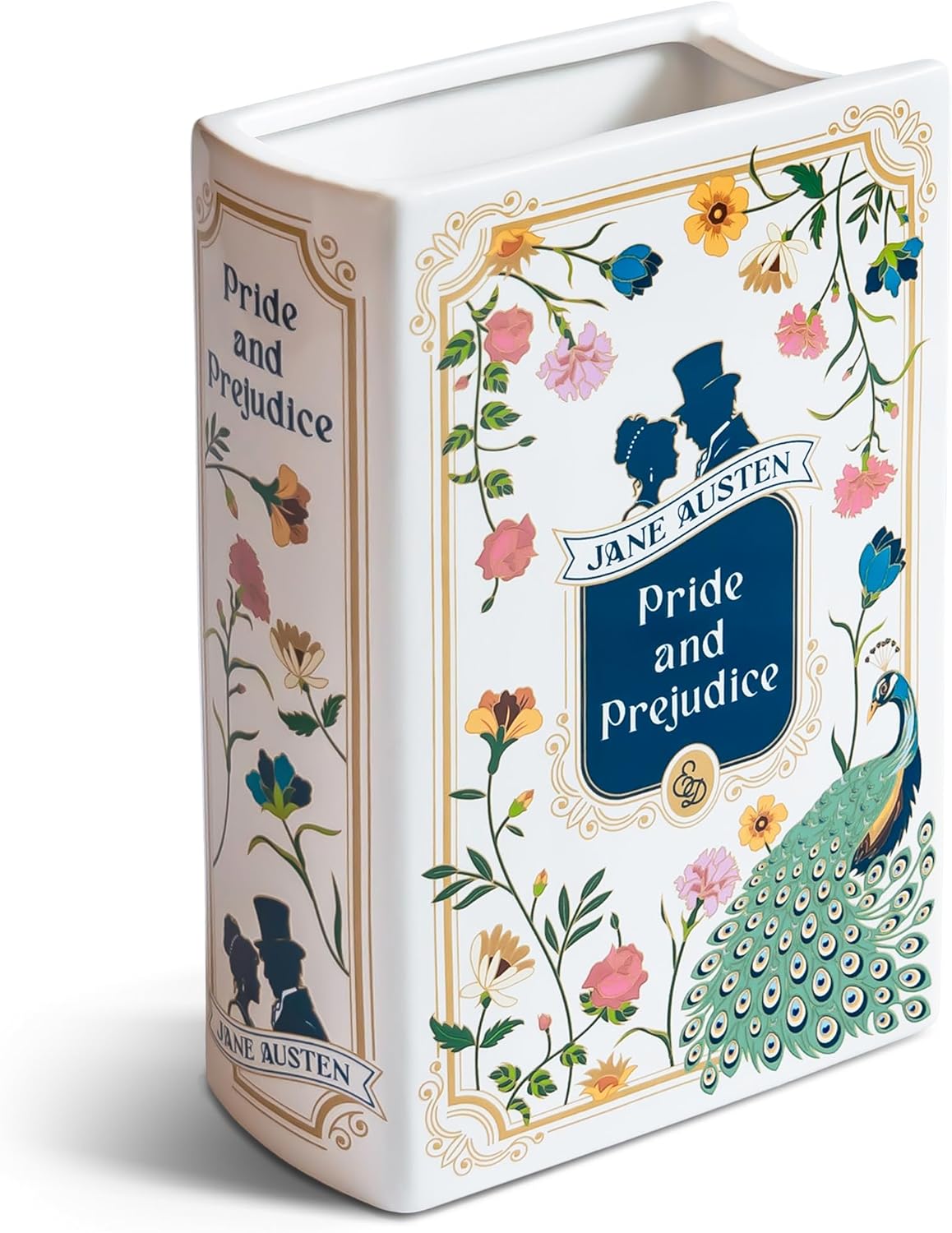 H&H Pride and Prejudice Book Vase For Flowers - Large Ceramic Book Planter Pot - Jane Austen Bookish Decor - Top #1 Pride and Prejudice Gifts and Book Vases - Bookshelf Vase For Flowers - 2024 Edition