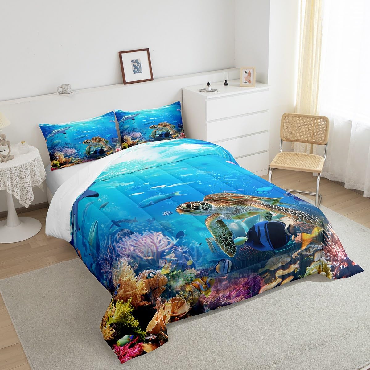 Erosebridal Golden Marble Grain Bedding Set Queen,Gradient Marble Texture Duvet Insert Marble Pattern Printed Abstract Comforter Set Ink Fluid Art Bed Quilt Pastel Purple Teal Green Marble Decor