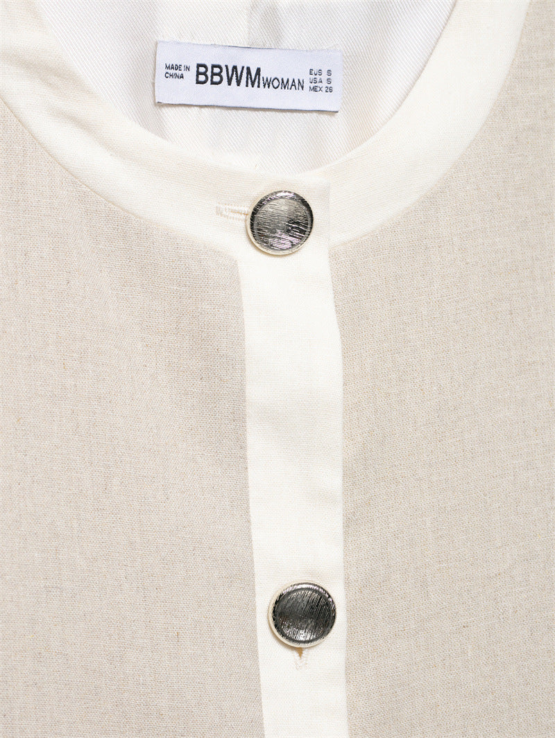 Linen Blended Short Sleeve Suit Coat