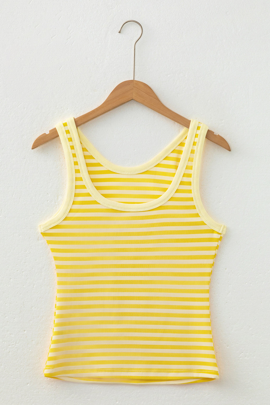 Yellow Stripe Ribbed Knit Slim Tank Top