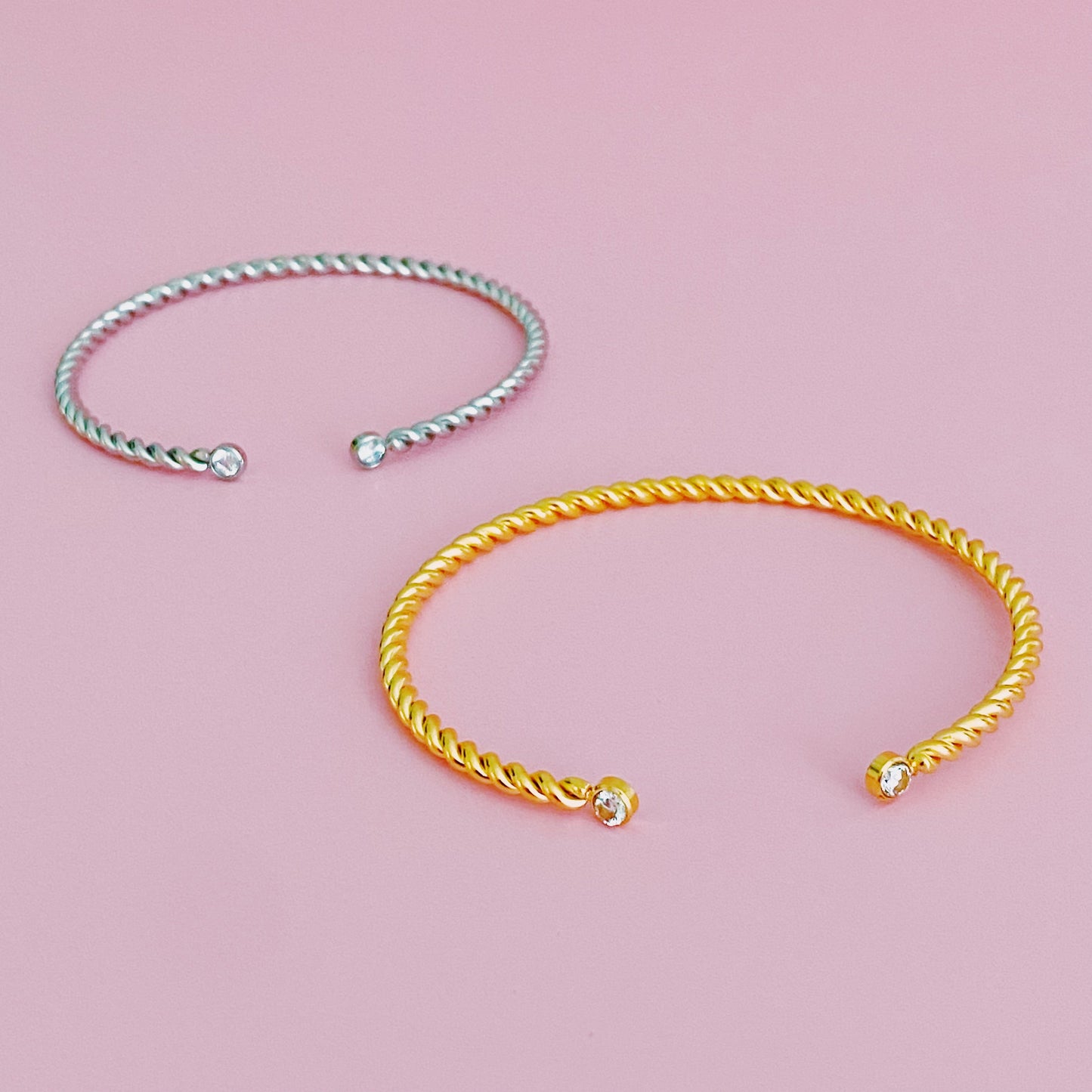 Slim And Cabled Open Bangle Bracelet by Ellisonyoung.com